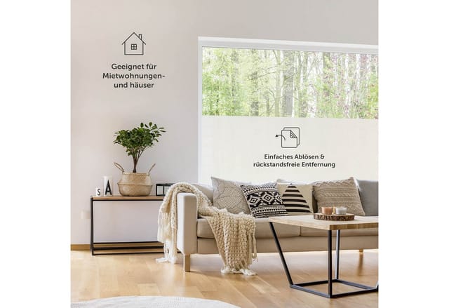 Blumtal Fensterfolie Weiss Frosted Look 2er Set 30 x 200 cm Blickdicht Statisch Haftend mit UV-Schutz mit Rakel