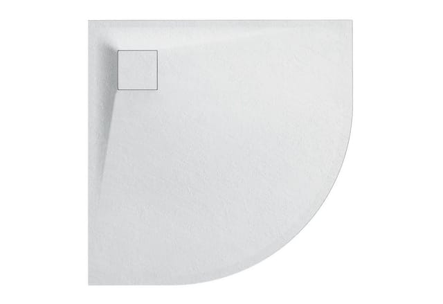 KOLMAN Viertelkreis-Duschwanne 80 x 80 x 3.2 Cm Verbundwerkstoff Weiß Steinoptik Inkl. Ablaufgarnitur