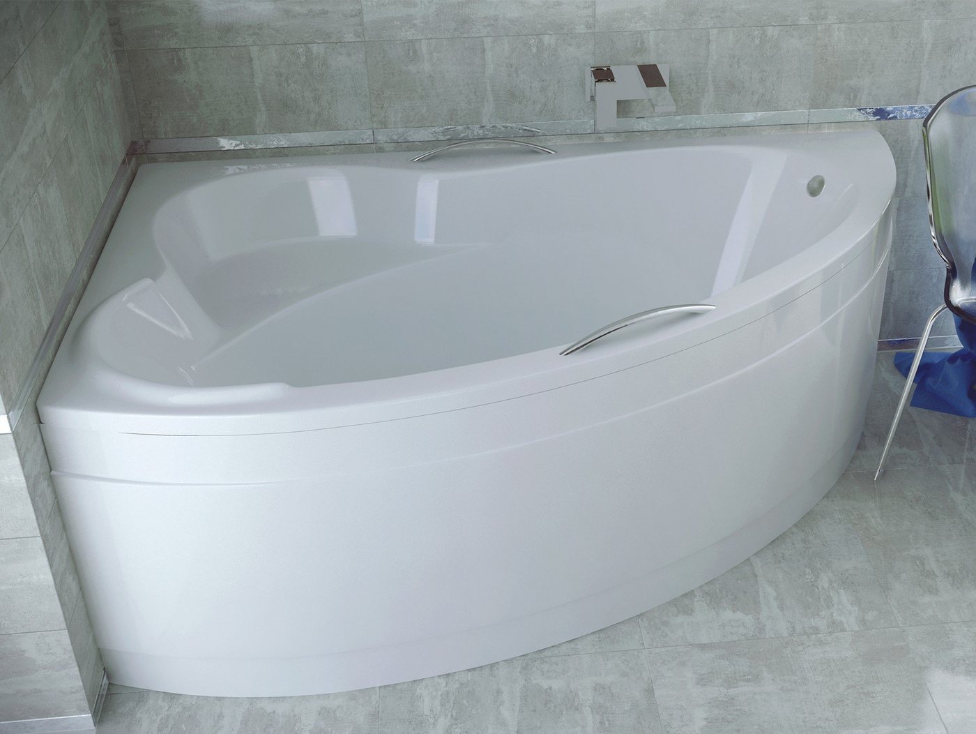KOLMAN Badewanne Eckwanne 140 x 90 Cm Links Mit Acrylschürze Und Handgriffen Inkl. Ablauf Und Füße Bild 2