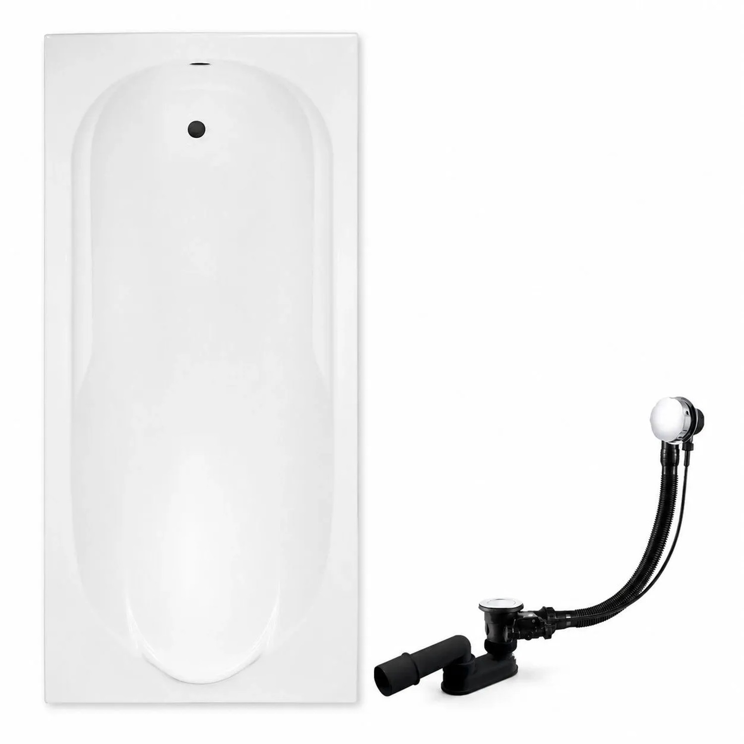 KOLMAN Badewanne Rechteck 140 x 70 Cm Mit Kopfstütze KODI Inkl. Ablauf Und Füße