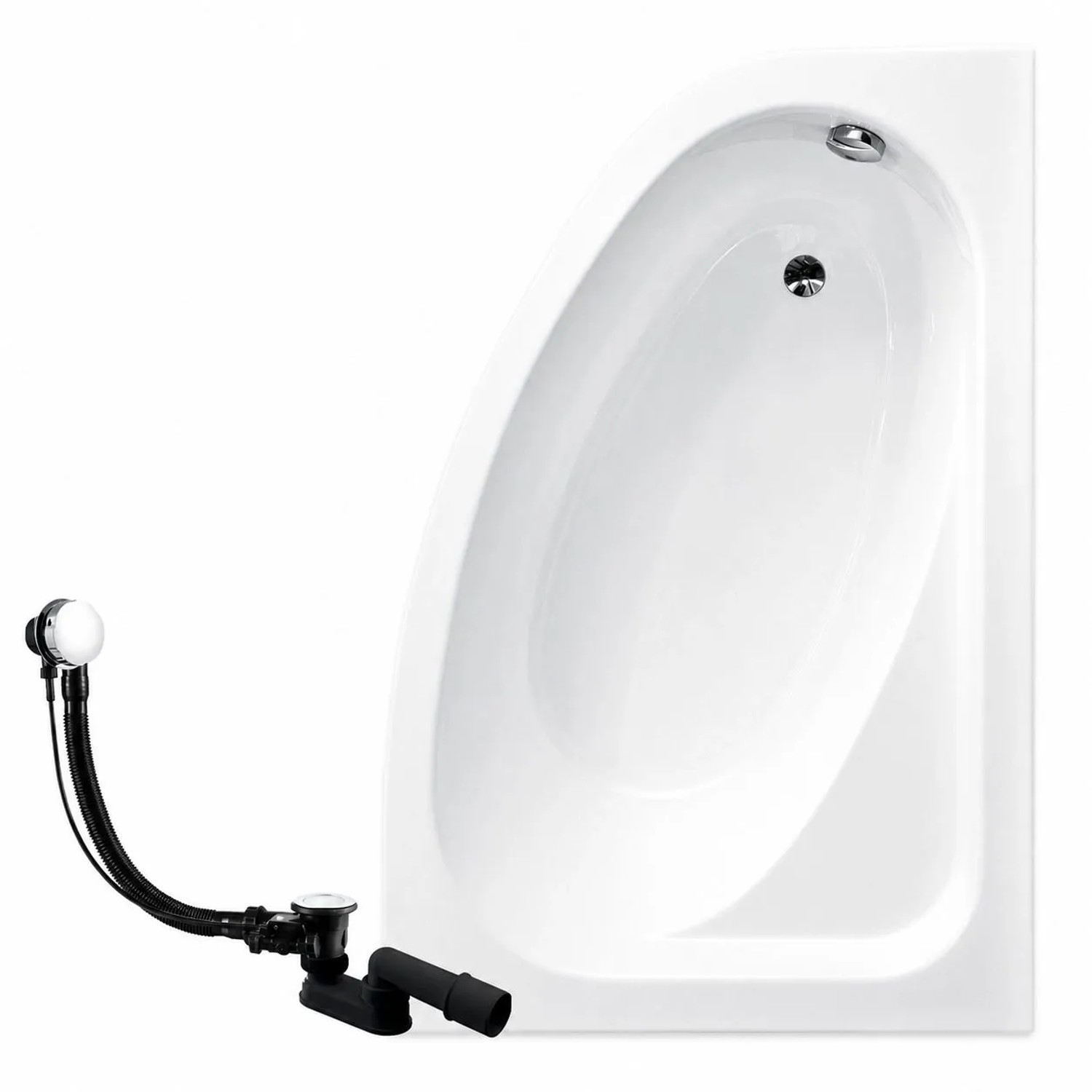 KOLMAN Badewanne Eckwanne 150 x 100 Cm Rechts Mit Styroporverkleidung Inkl. Ablauf Und Füße