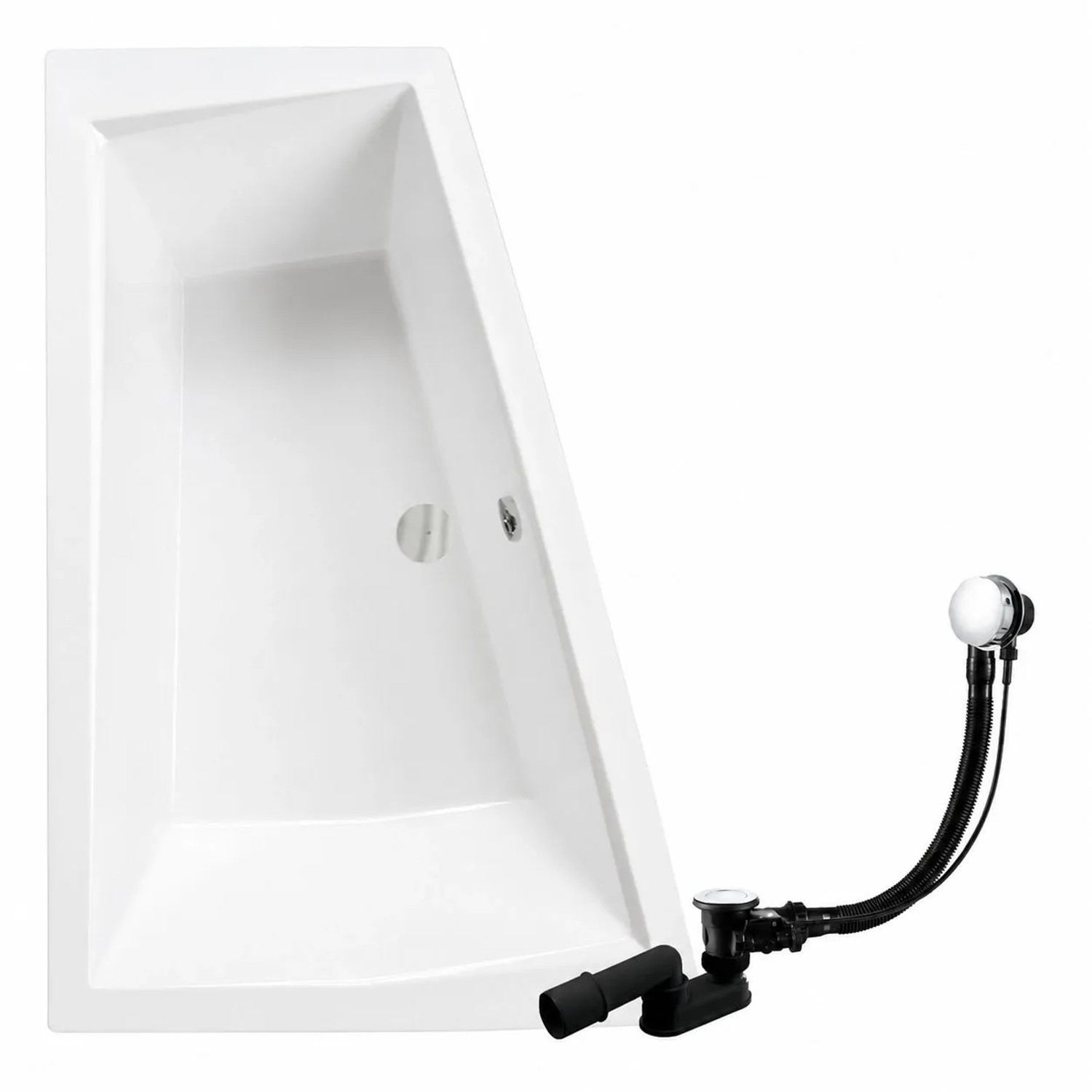 KOLMAN Badewanne Eckwanne 170 x 125 Cm Links Mit Styroporverkleidung Inkl. Ablauf Und Füße