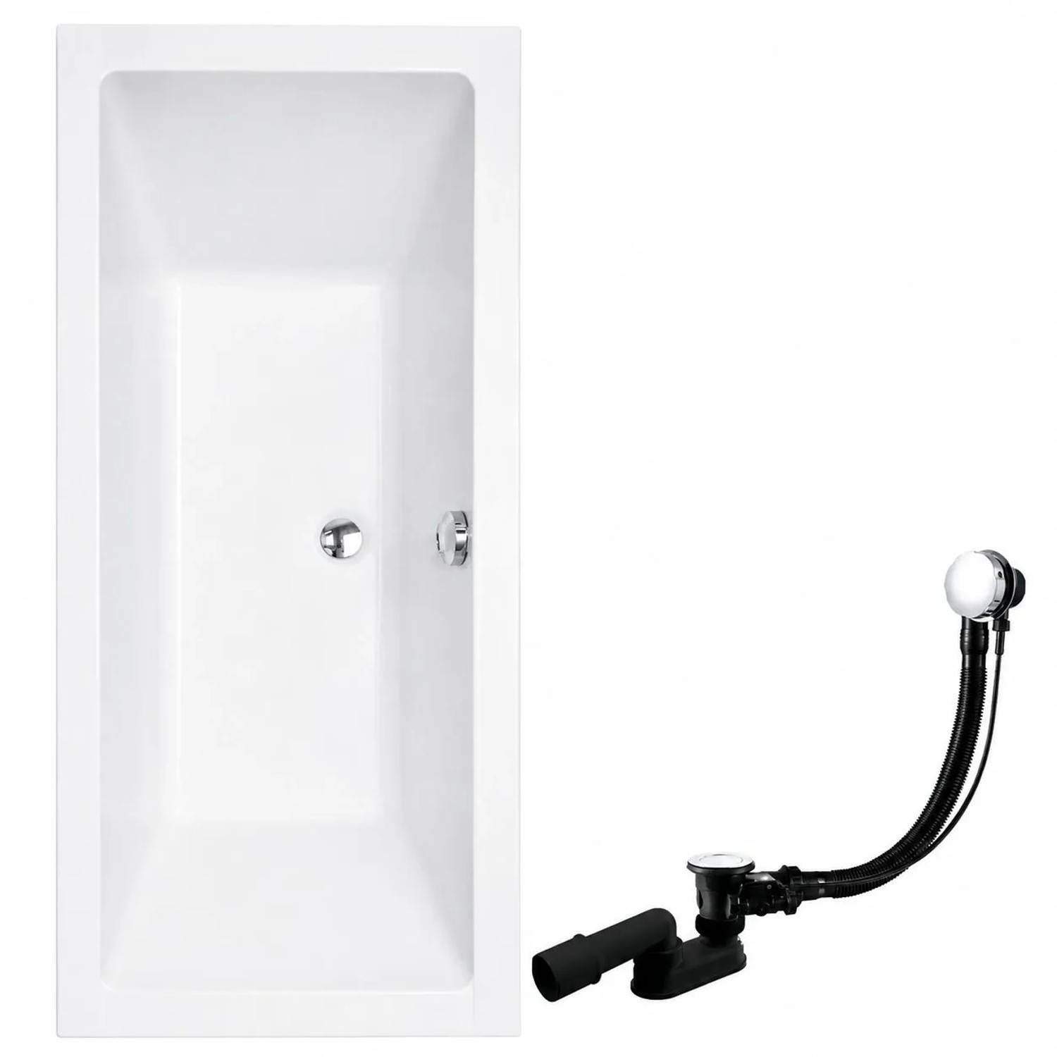 KOLMAN Badewanne Rechteck 155 x 70 Cm Mit Bambus Badewannenablage Mit Kopfstütze KODI Inkl. Ablauf Und Füße