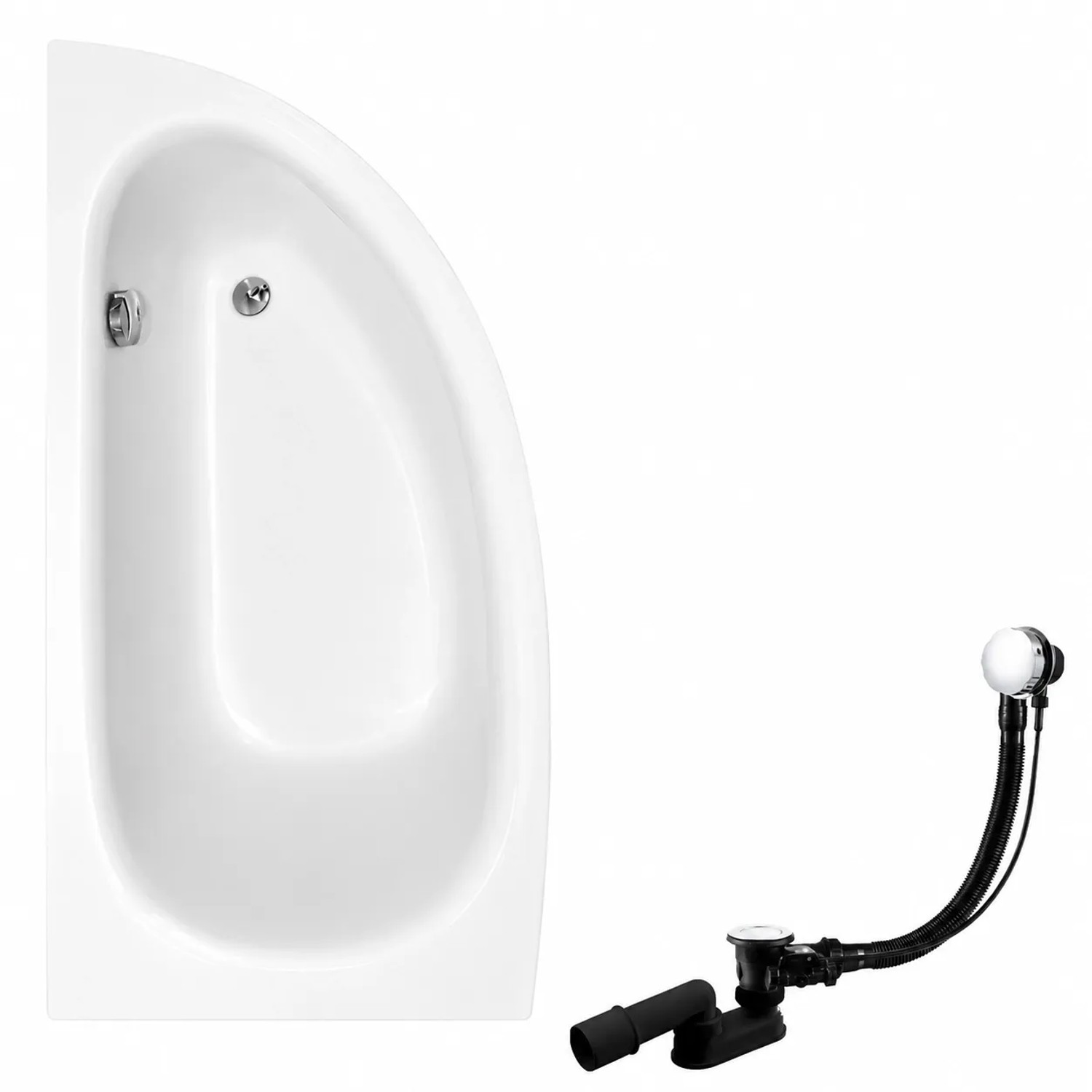 KOLMAN Badewanne Eckwanne 150 x 70 Cm Links Mit Styroporverkleidung Inkl. Ablauf Und Füße