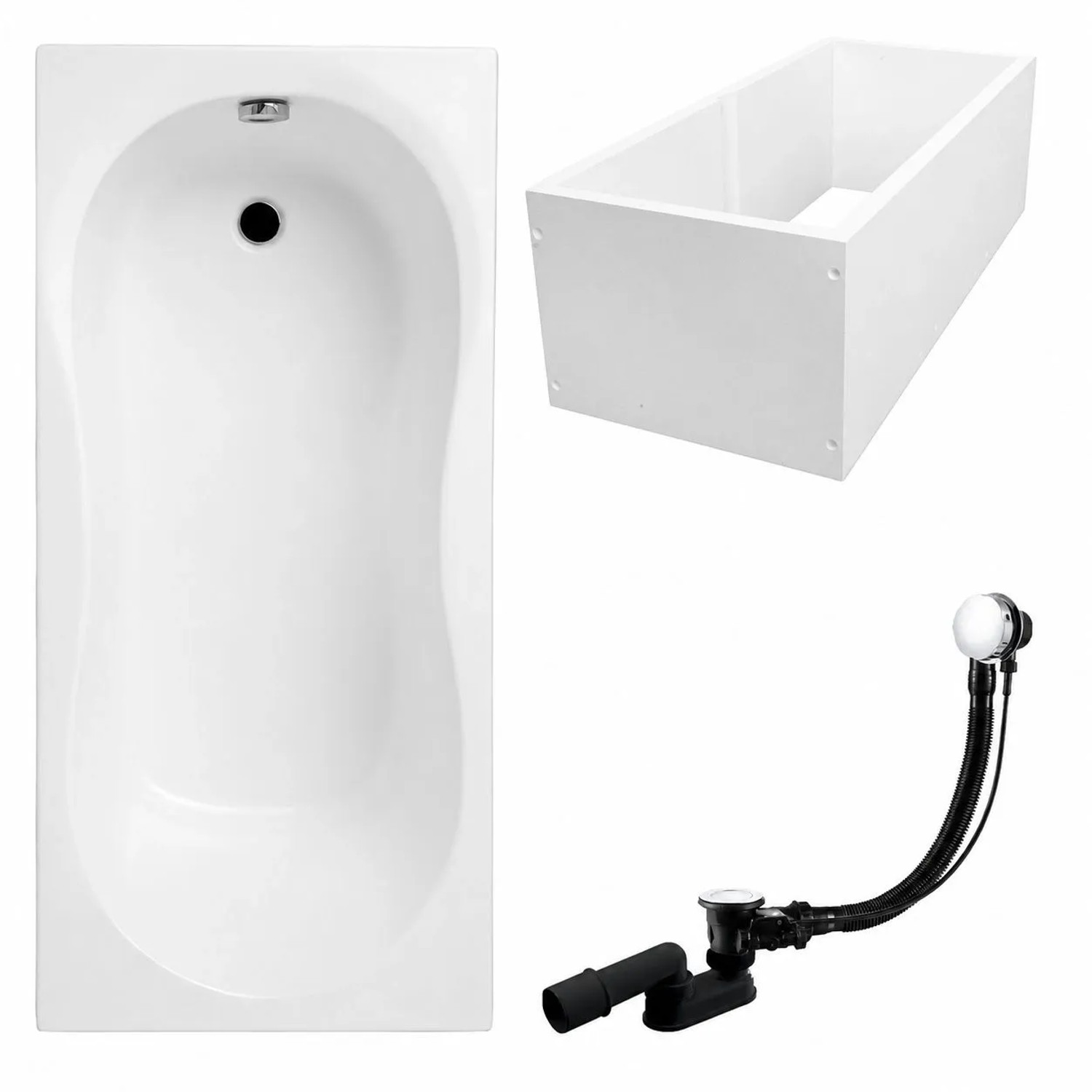 KOLMAN Badewanne Rechteck 170 x 70 Cm Mit Wannenträger Inkl. Ablauf Und Füße
