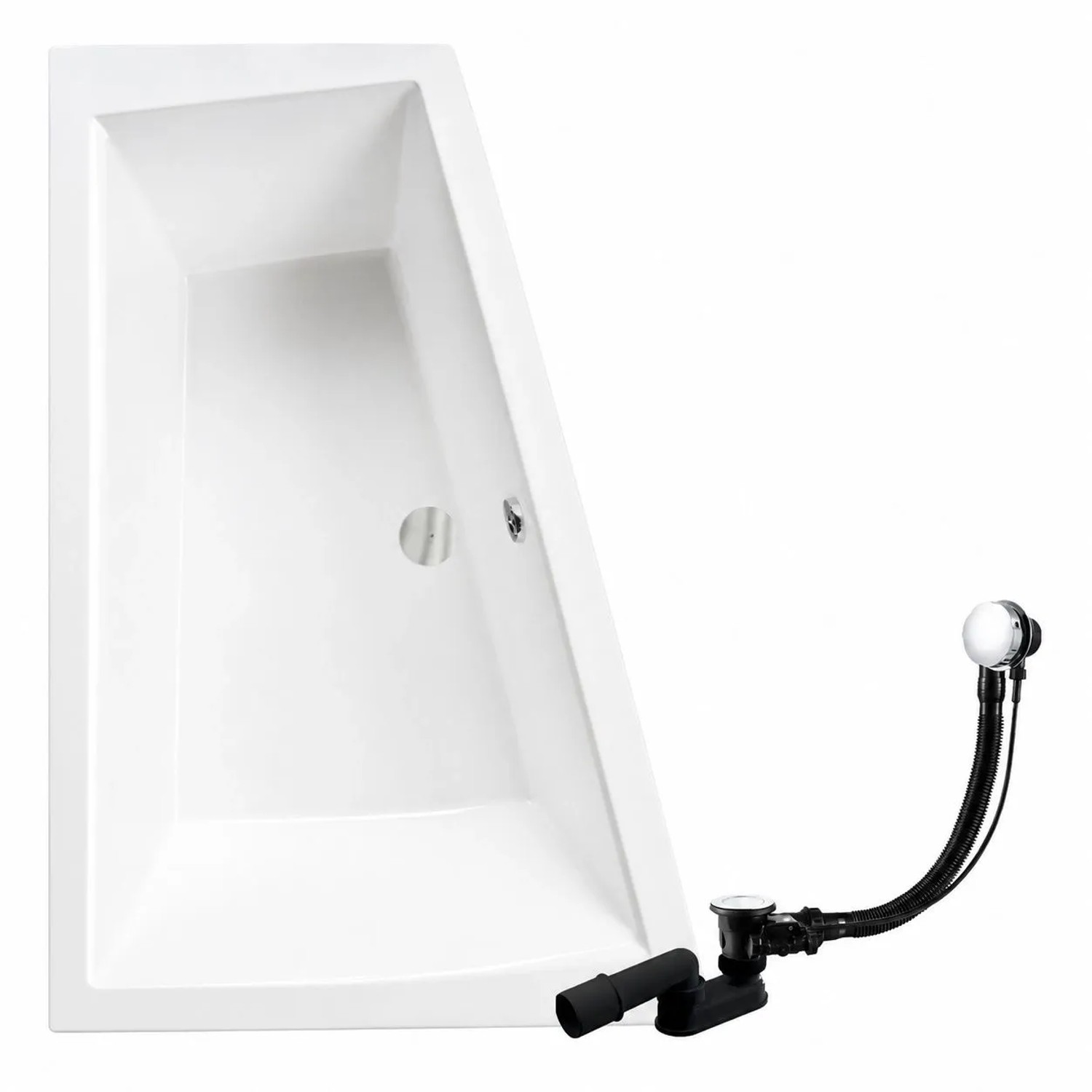 KOLMAN Badewanne Eckwanne 170 x 125 Cm Links Mit Bambus Badewannenablage Inkl. Ablauf Und Füße