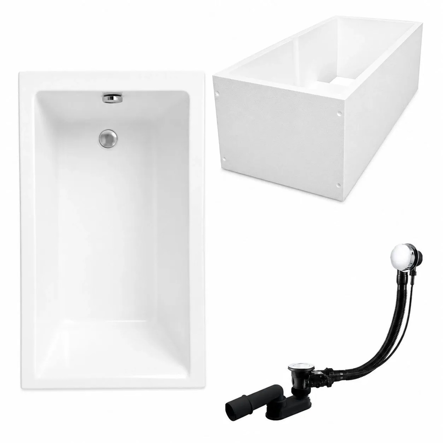 KOLMAN Badewanne Rechteck 100 x 70 Cm Mit Wannenträger Inkl. Ablauf Und Füße