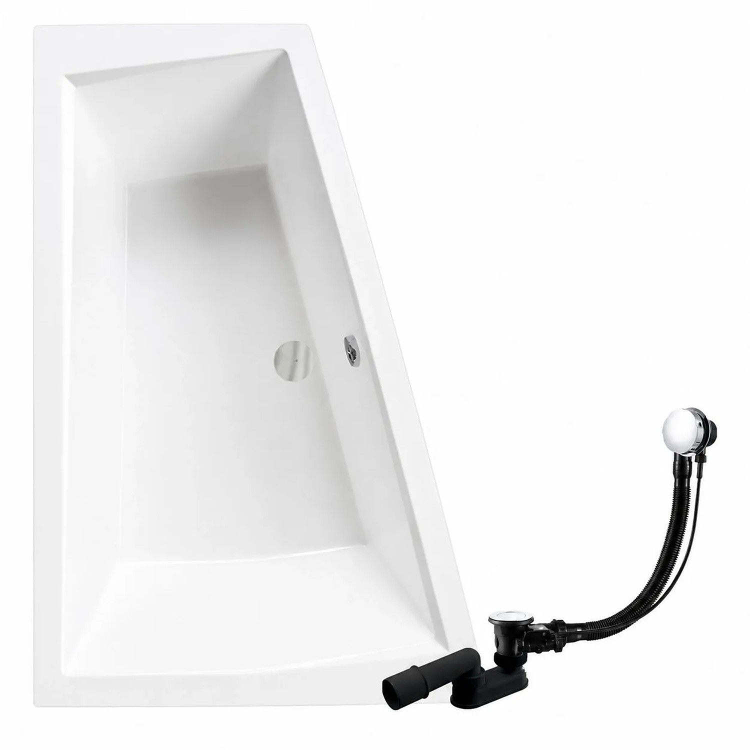 KOLMAN Badewanne Eckwanne 170 x 125 Cm Links Mit 2X Kopfstützen Inkl. Ablauf Und Füße