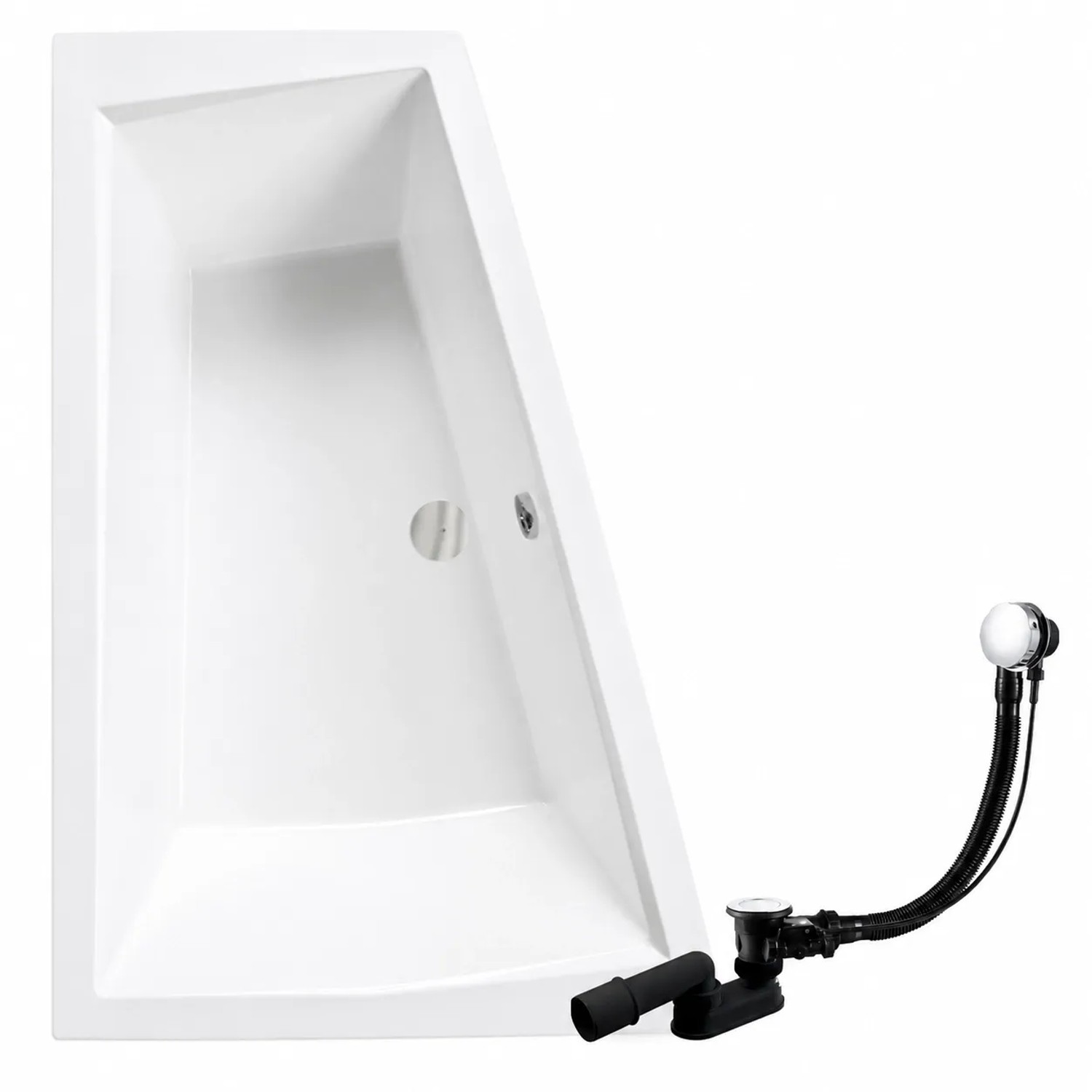 KOLMAN Badewanne Eckwanne 180 x 125 Cm Links Mit 1 Kopfstütze KODI Inkl. Ablauf Und Füße