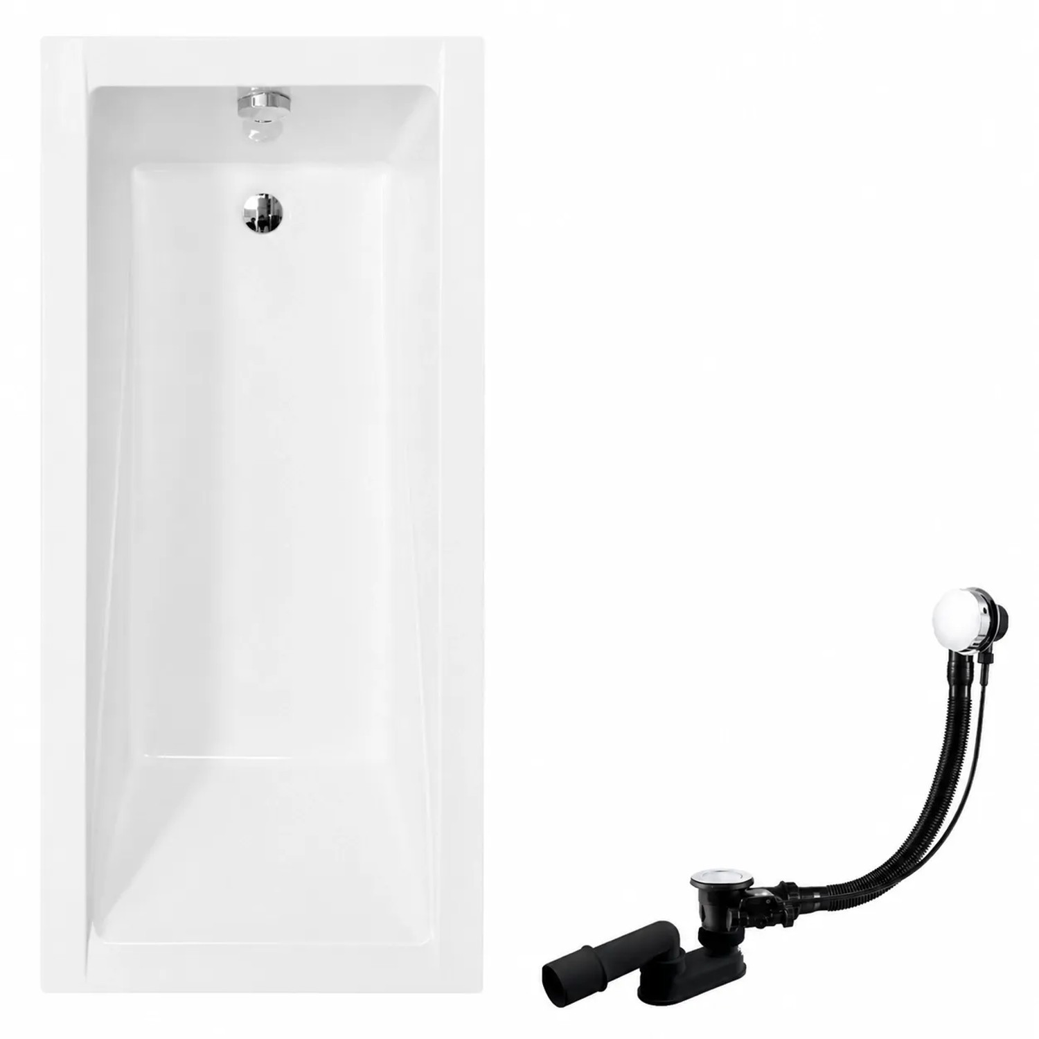 KOLMAN Badewanne Rechteck 150 x 70 Cm Mit Kopfstütze KODI Mit Bambus Badewannenablage Inkl. Ablauf Und Füße