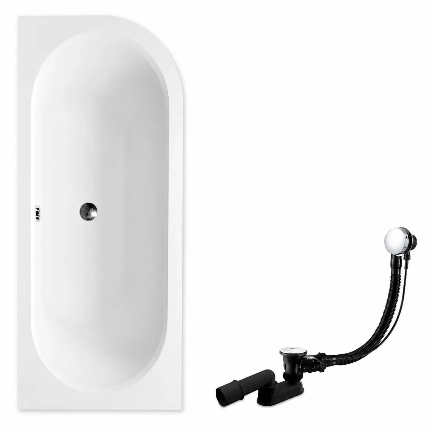 KOLMAN Badewanne Eckwanne 170 x 75 Cm Links Mit Bambus Badewannenablage Inkl. Ablauf Und Füße