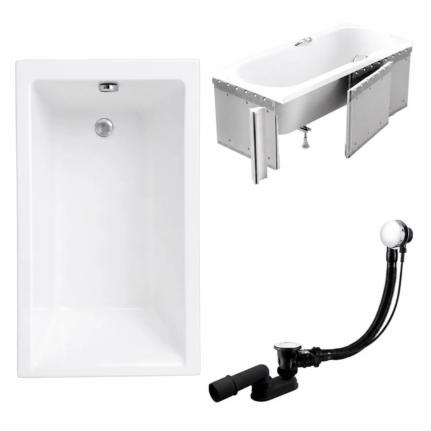 KOLMAN Badewanne Rechteck 100 x 70 Cm Mit Styroporverkleidung Inkl. Ablauf Und Füße