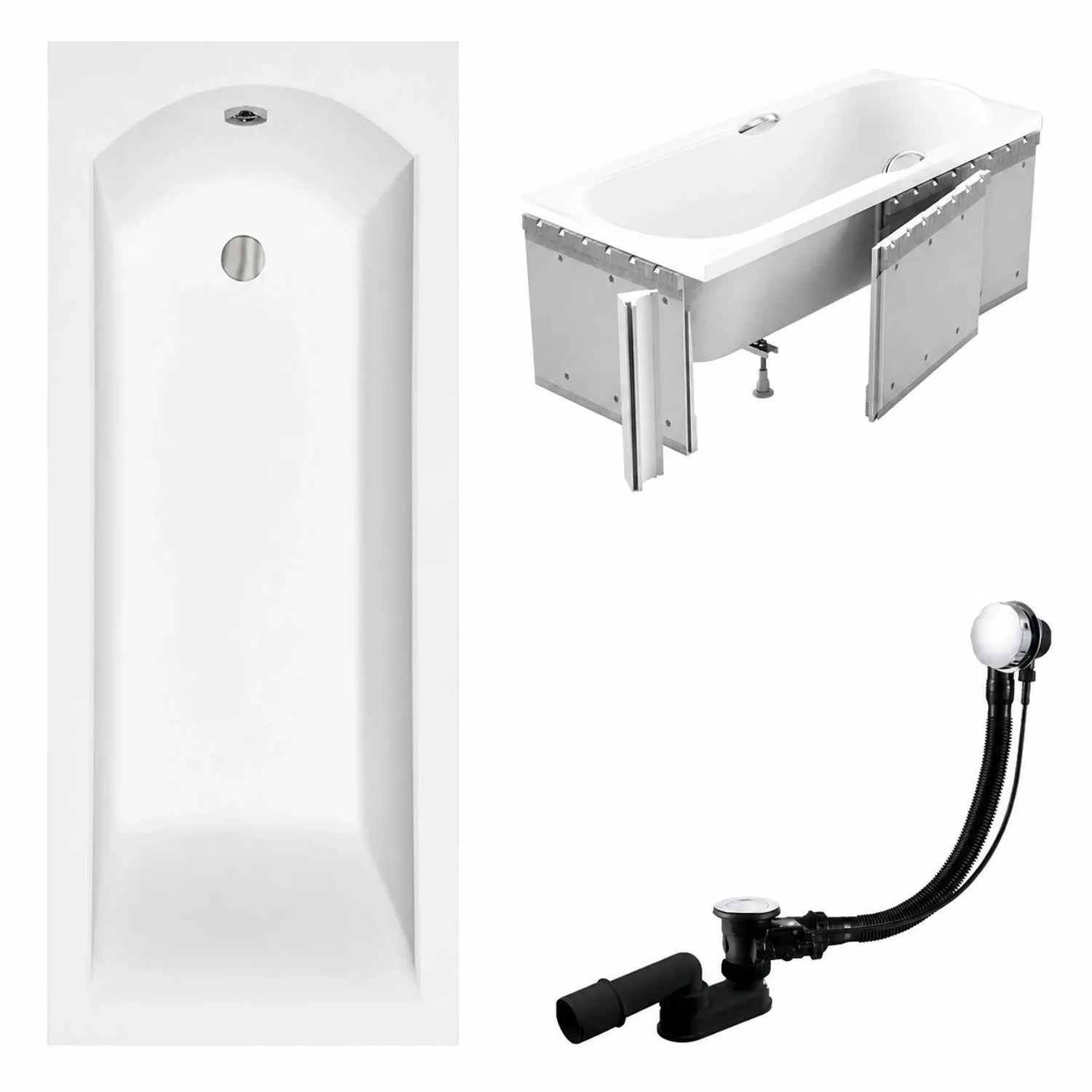 KOLMAN Badewanne Rechteck 140 x 70 Cm Mit Styroporverkleidung Ablage 4Cm Inkl. Ablauf Und Füße