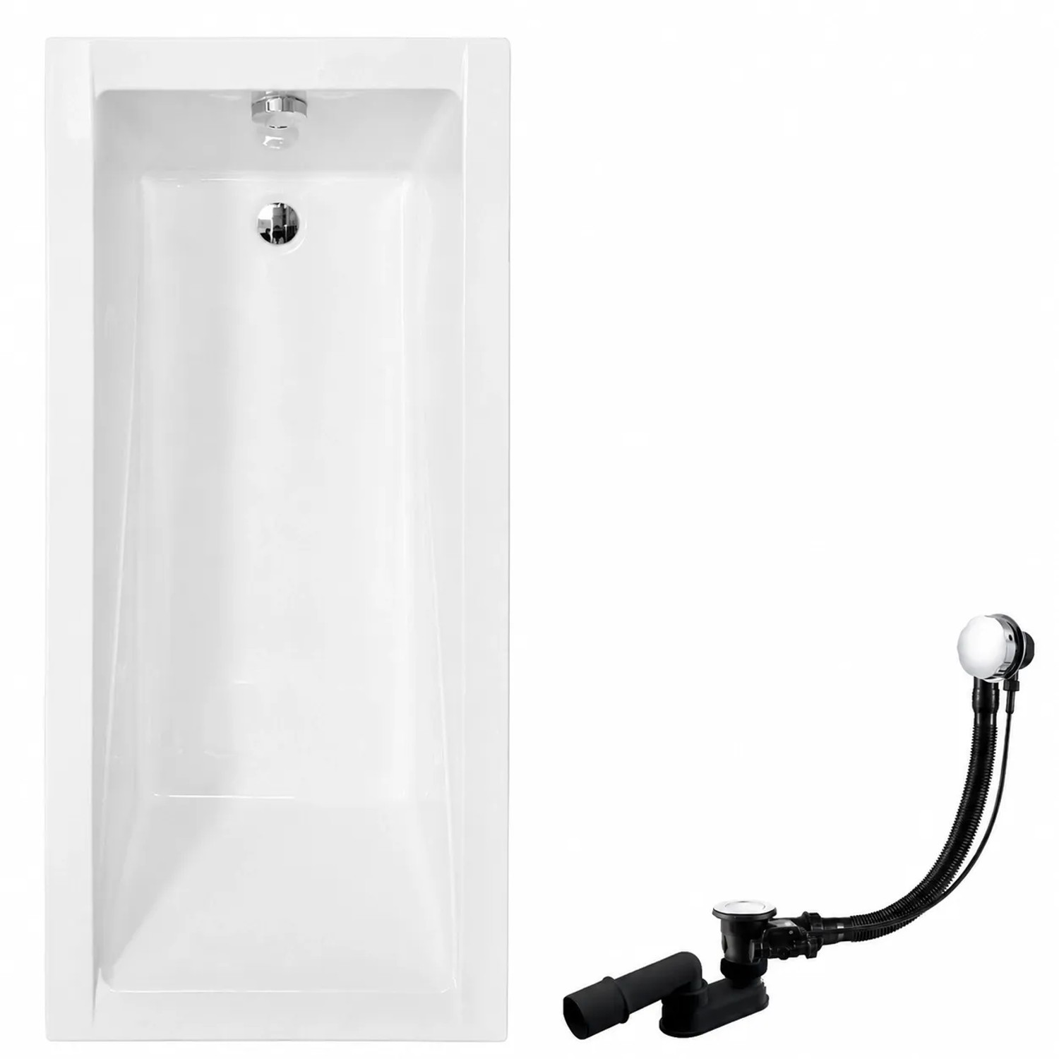 KOLMAN Badewanne Rechteck 130 x 70 Cm Mit Kopfstütze KODI Inkl. Ablauf Und Füße