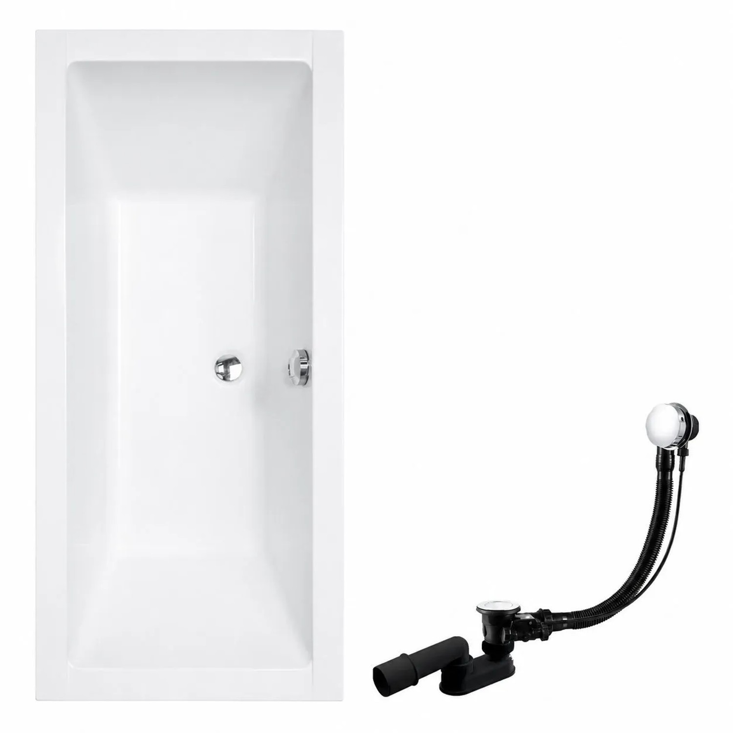 KOLMAN Badewanne Rechteck 165 x 75 Cm Mit Bambus Badewannenablage Inkl. Ablauf Und Füße
