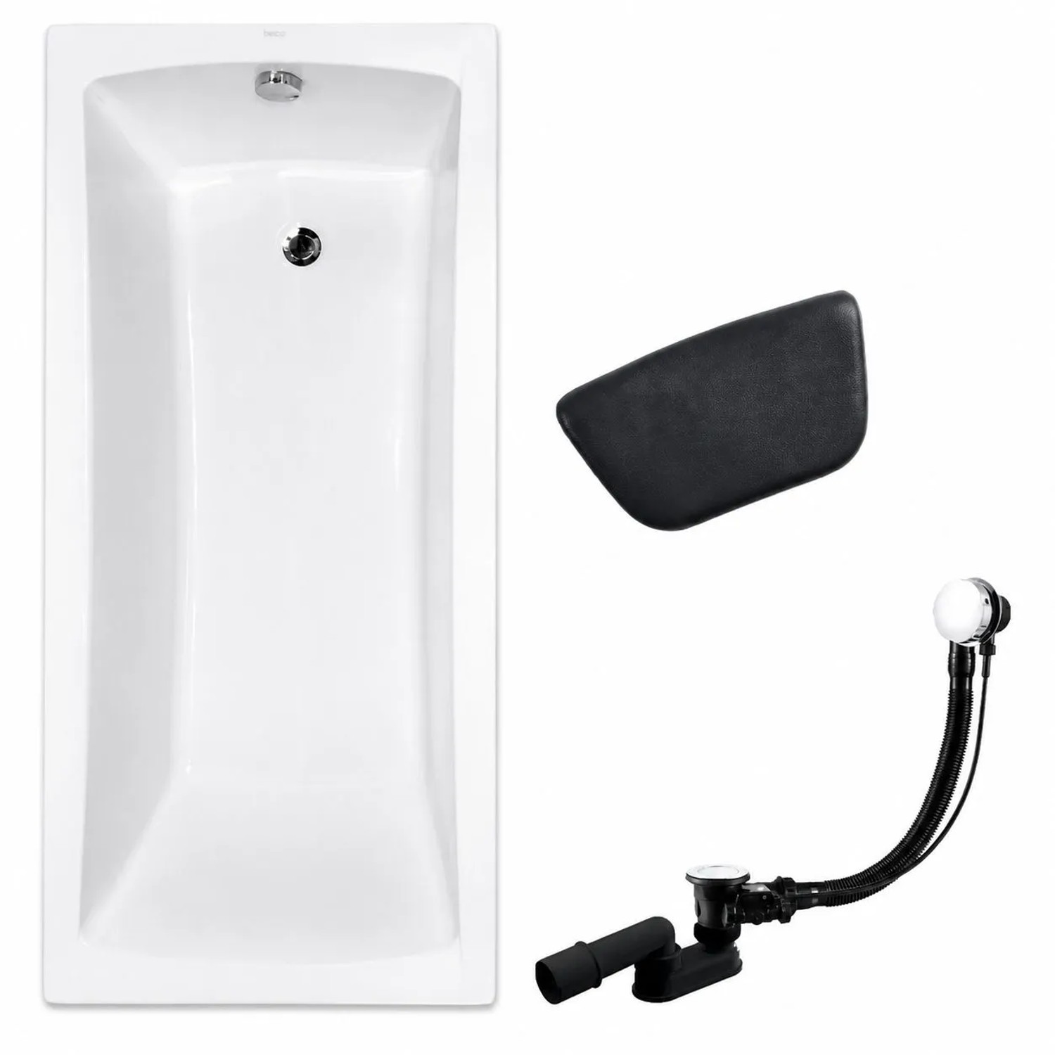 KOLMAN Badewanne Rechteck 170 x 70 Cm Mit Kopfstütze Inkl. Ablauf Und Füße