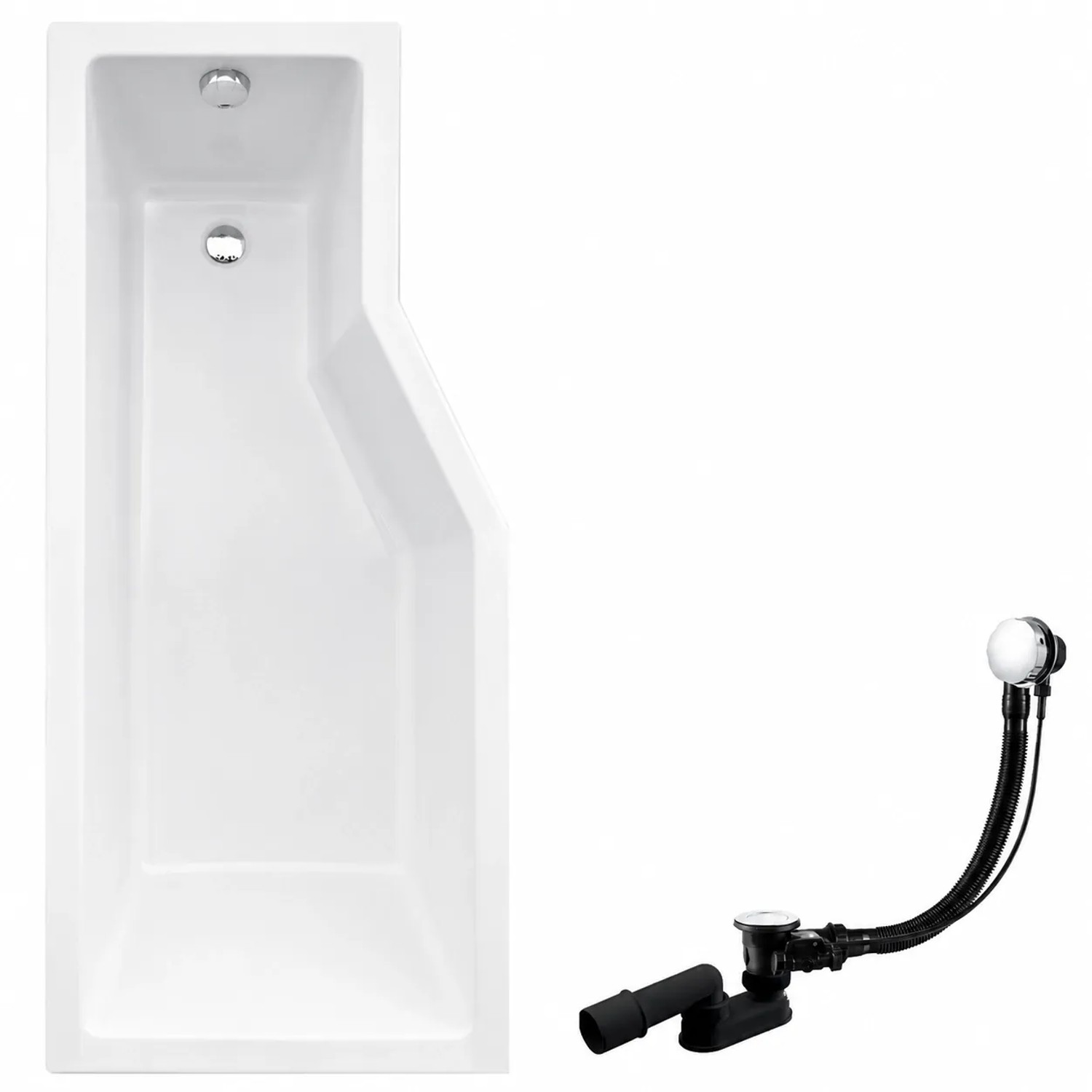 KOLMAN Badewanne Eckwanne 170 x 75 Cm Links Mit Glasabtrennung 3-Teilig Inkl. Ablauf Und Füße