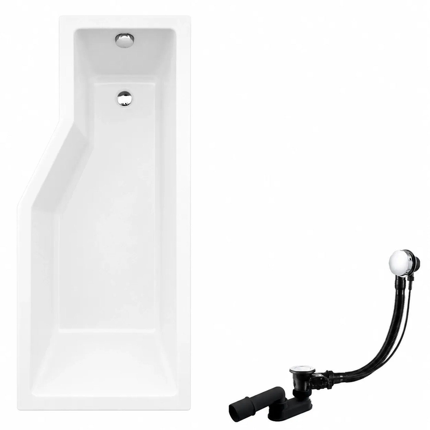 KOLMAN Badewanne Eckwanne 170 x 75 Cm Rechts Mit Glasabtrennung 3-Teilig Inkl. Ablauf Und Füße