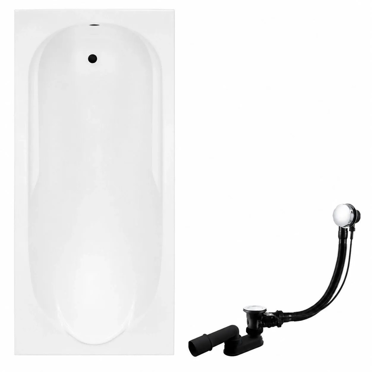 KOLMAN Badewanne Rechteck 150 x 70 Cm Mit Bambus Badewannenablage Mit Kopfstütze KODI Inkl. Ablauf Und Füße