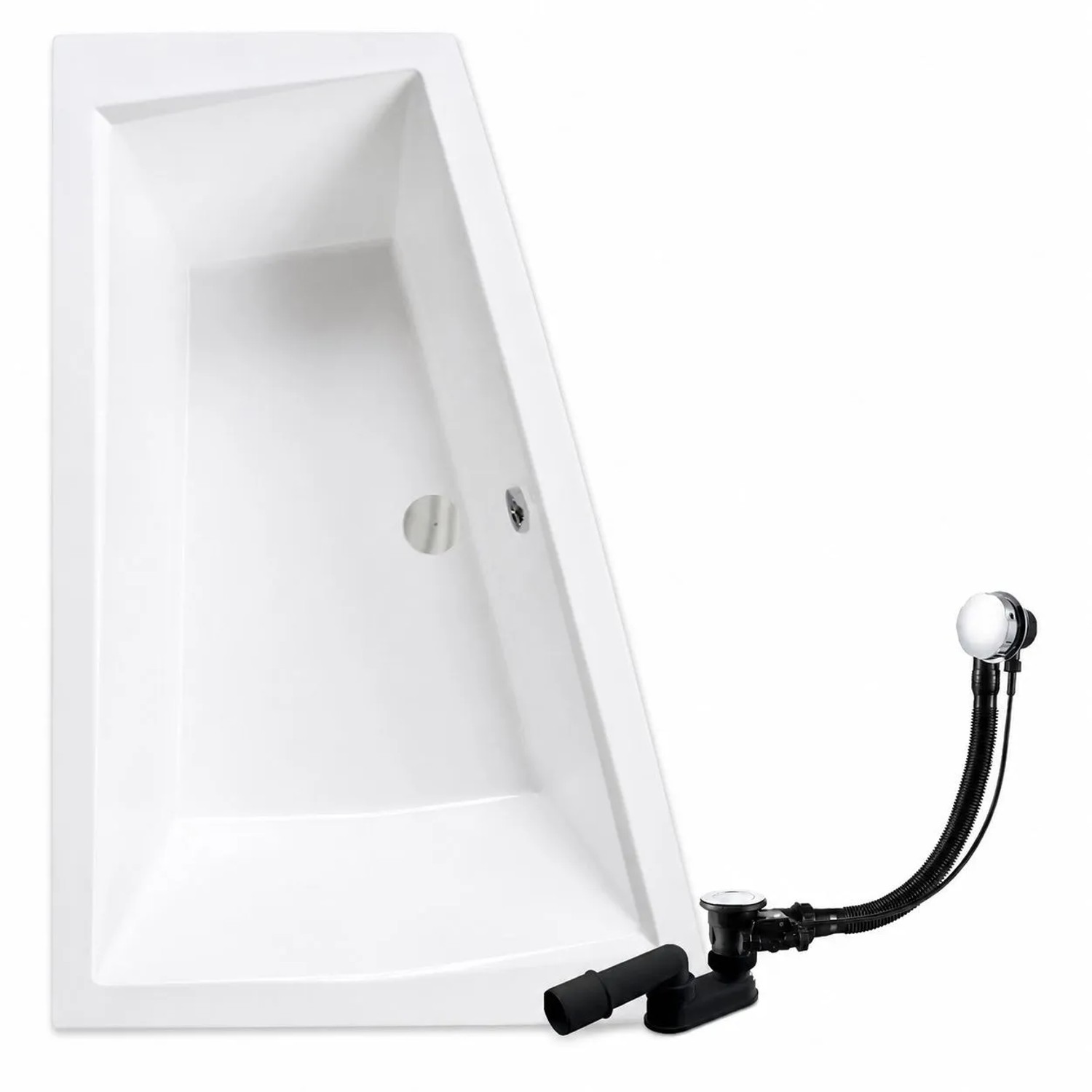 KOLMAN Badewanne Eckwanne 180 x 125 Cm Links Mit 2 2 Kopfstützen KODI Inkl. Ablauf Und Füße