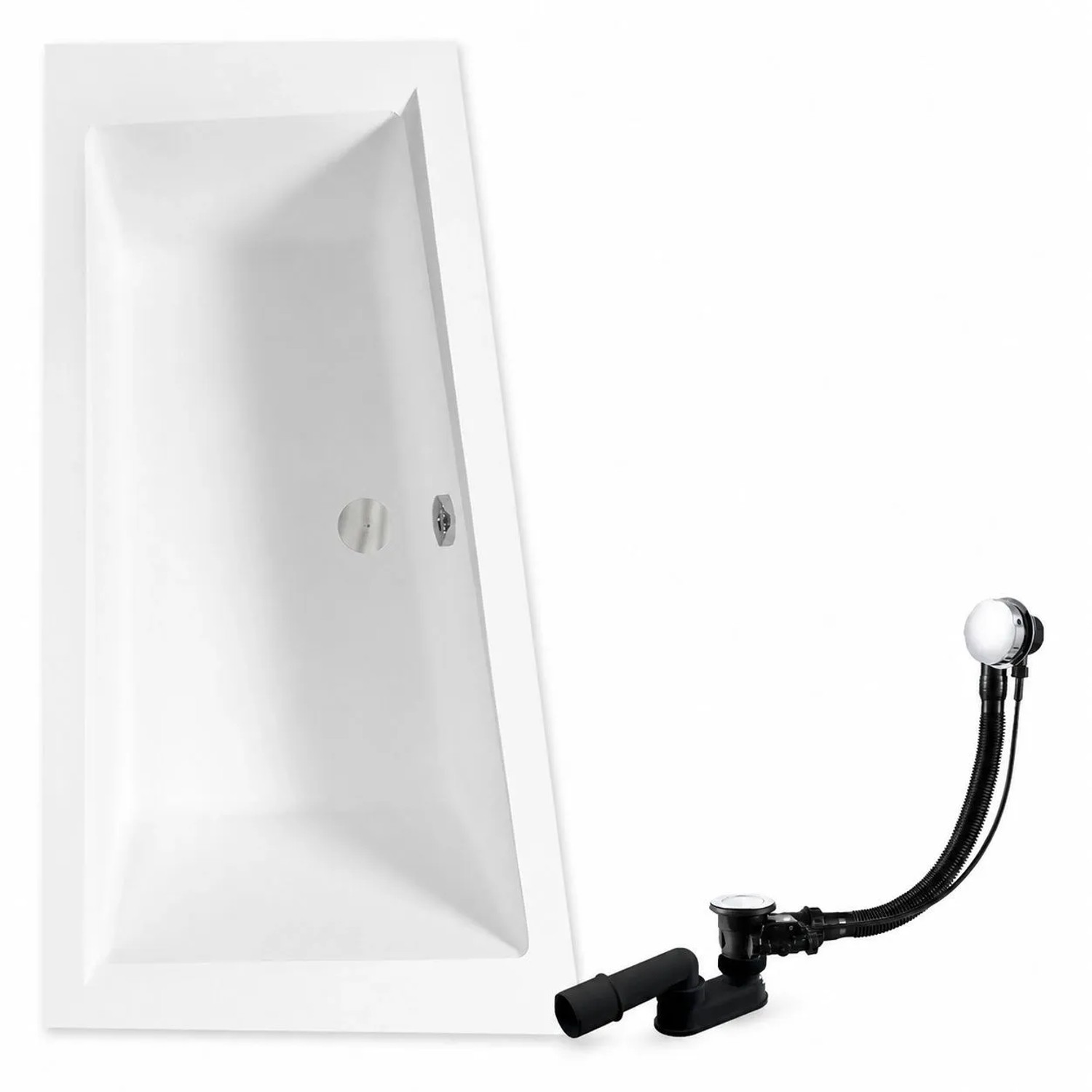 KOLMAN Badewanne Eckwanne 150 x 85 Cm Links Inkl. Ablauf Und Füße Mit 2 2 Kopfstützen Mit Bambus Badewannenablage