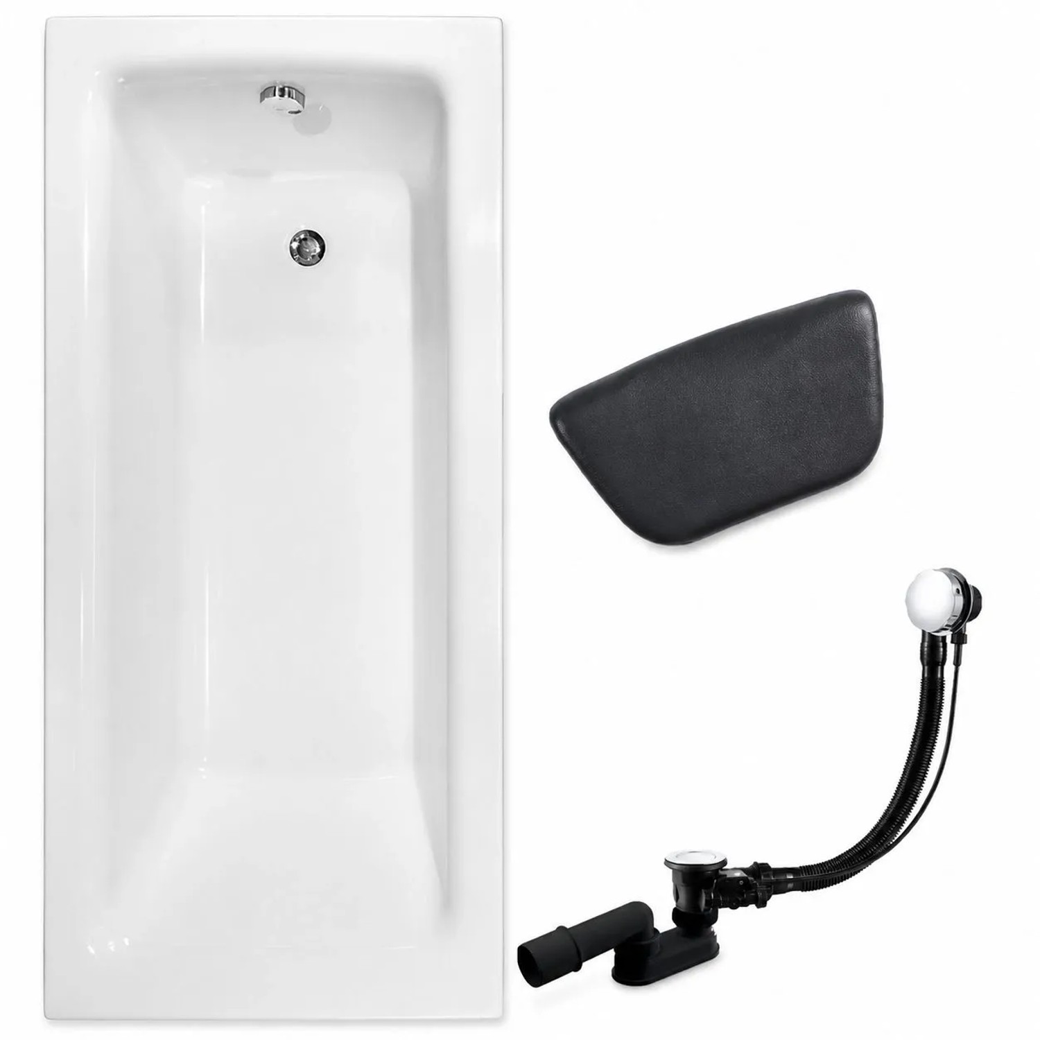 KOLMAN Badewanne Rechteck 130 x 70 Cm Mit Kopfstütze Inkl. Ablauf Und Füße