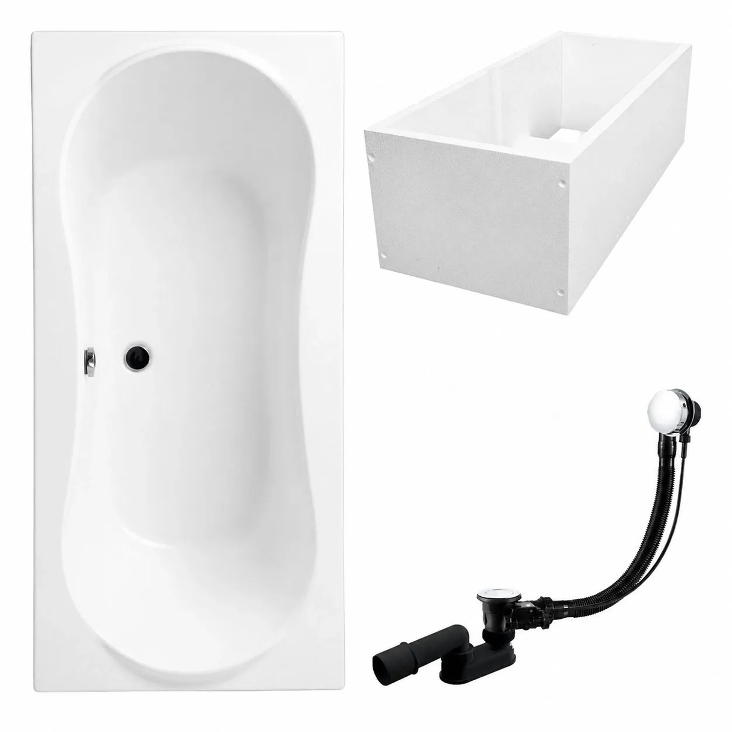 KOLMAN Badewanne Rechteck 170 x 80 Cm Mit Wannenträger Inkl. Ablauf Und Füße