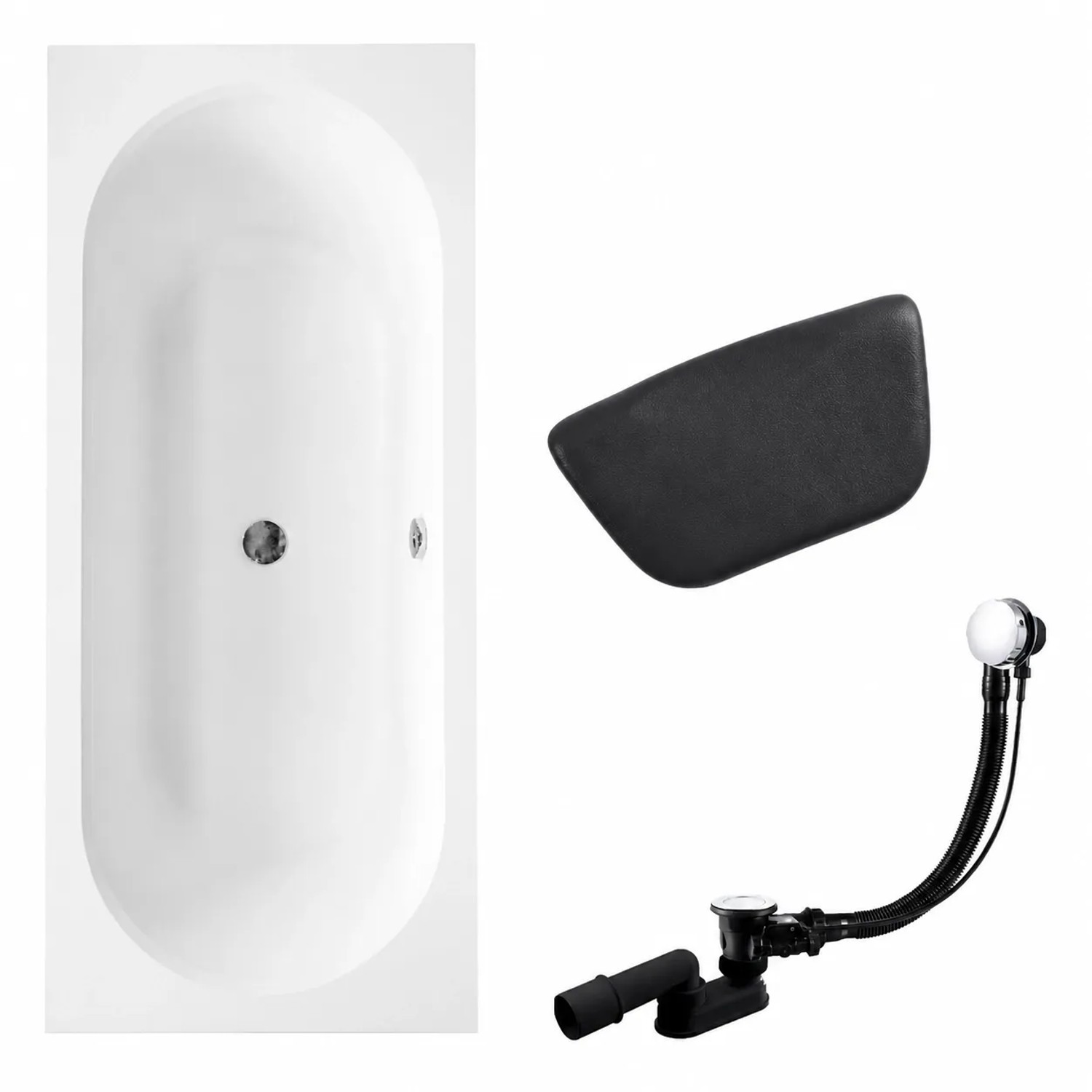 KOLMAN Badewanne Rechteck 150 x 75 Cm Mit Kopfstütze Inkl. Ablauf Und Füße