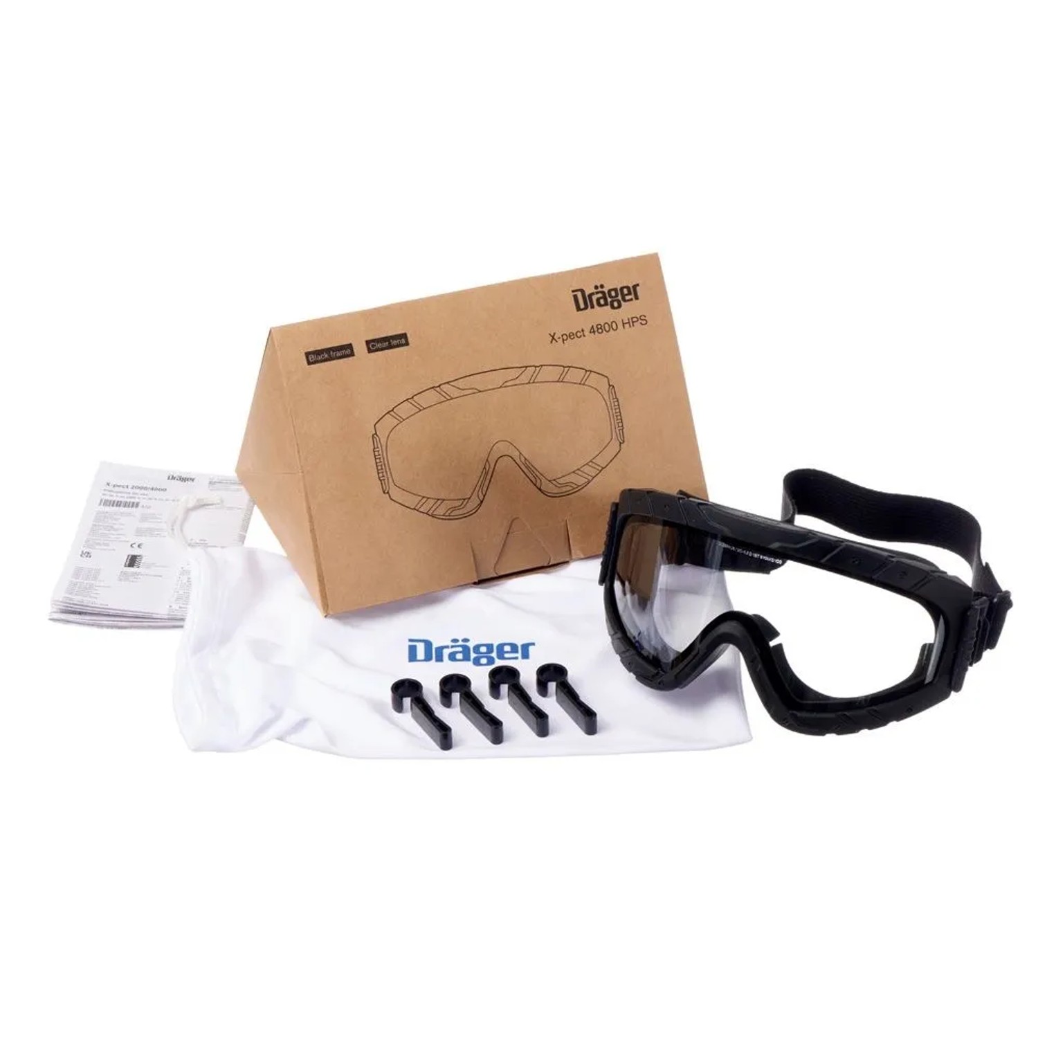 Dräger Korbschutzbrille Arbeitsschutzbrille X-pect 4800 Hps für Hps Helme 3500 4100 4300 4500 und 6200 Universalgröße Schwarz