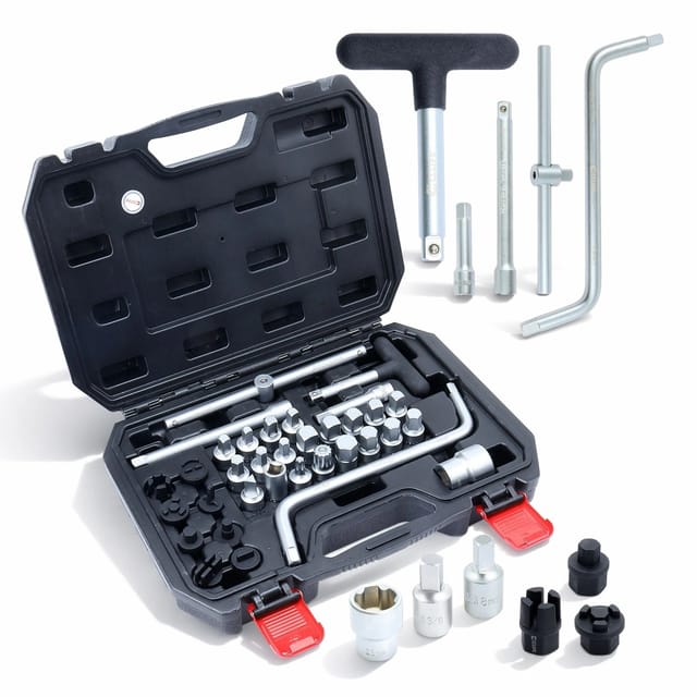 CCLIFE Ölablassschrauben Werkzeug Set 34-tlg. 3/8 Zoll mit Koffer