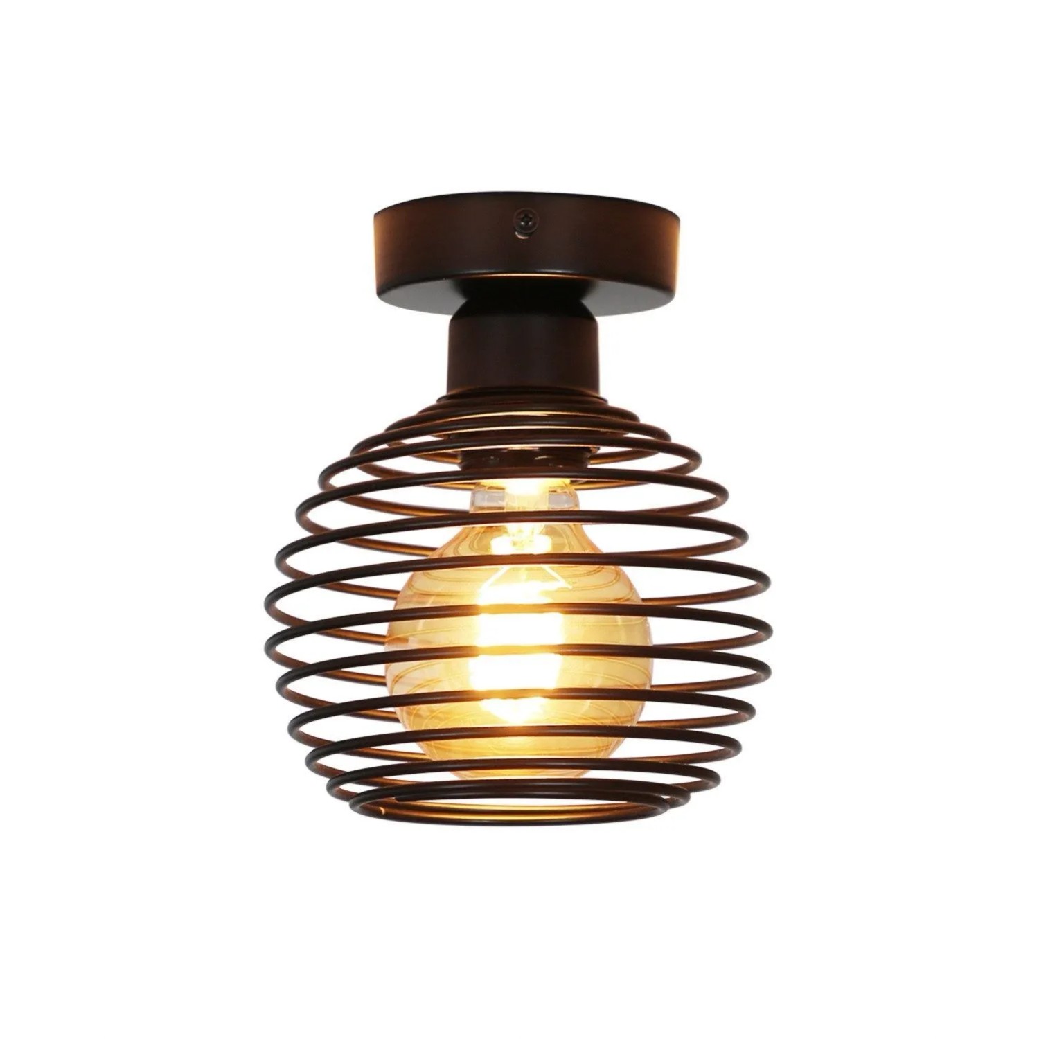 ZMH Deckenleuchte 1-flammig E27 Vintage Schwarz L 16cm Metall Flurlampe