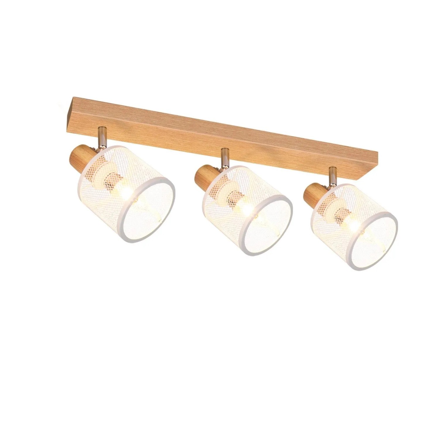 ZMH Weiße Deckenleuchte aus Holz mit 3 E14 Schwenkbar max. 25 W ohne Lichtquelle
