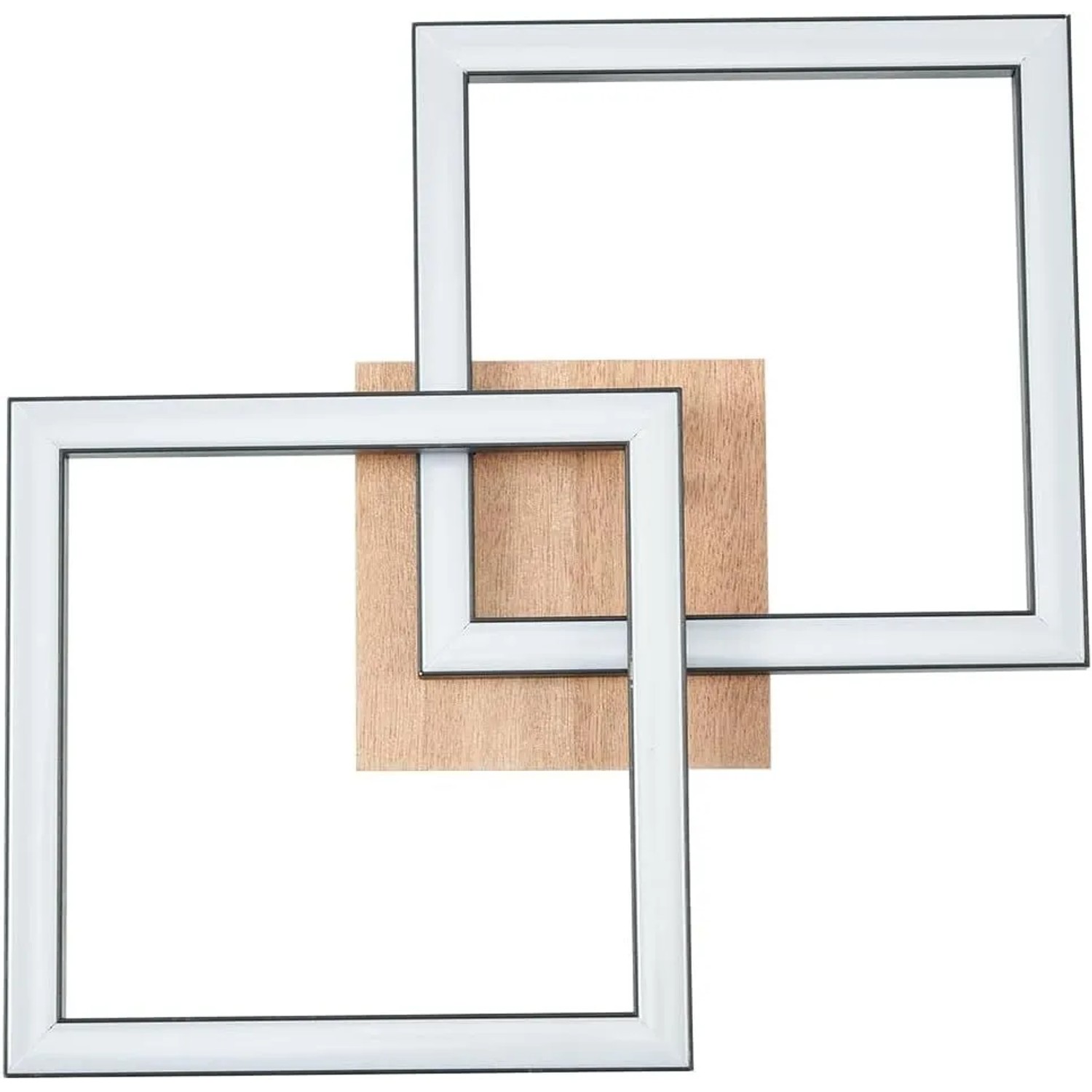 ZMH LED-Deckenleuchte Schwarz-Holz 24W 3000K Eckig für Wohnräume