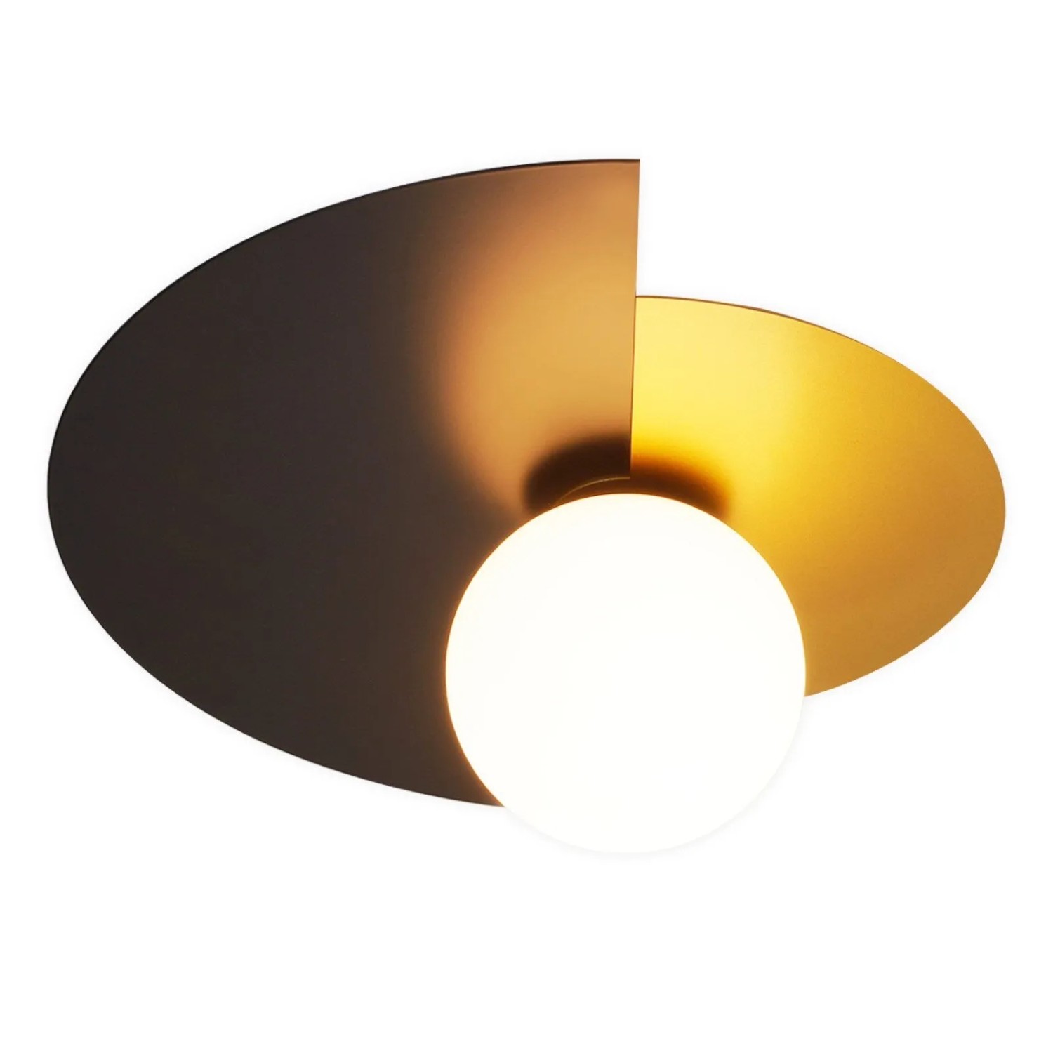 ZMH Deckenleuchte 1-flammig E14 Schwarzgold Vintage Mit Glaslampenschirm Metall L 35.5cm