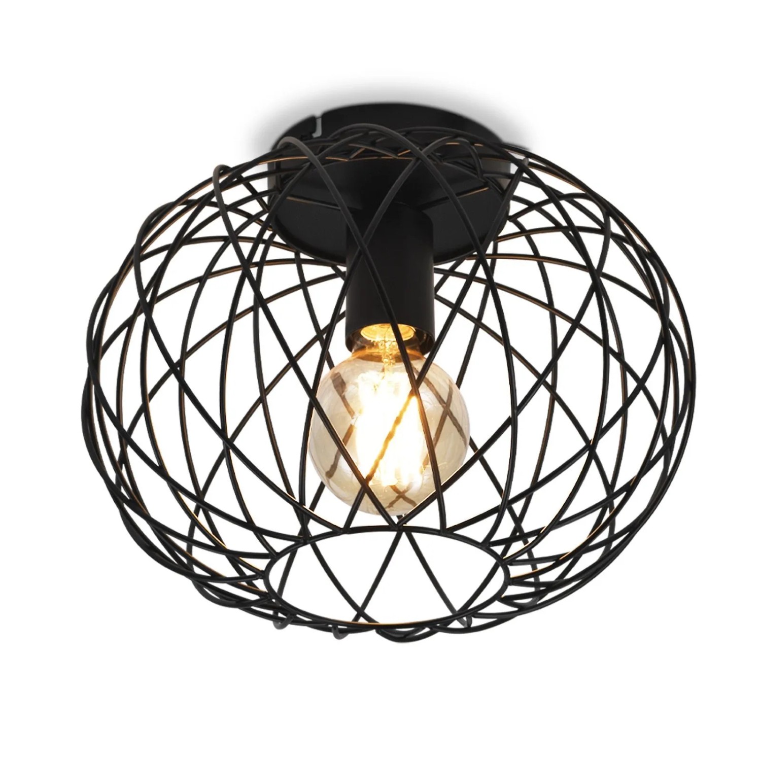 ZMH Deckenlampe Vintage Schwarz Rund 1-flammig E27 30cm Max. 40W