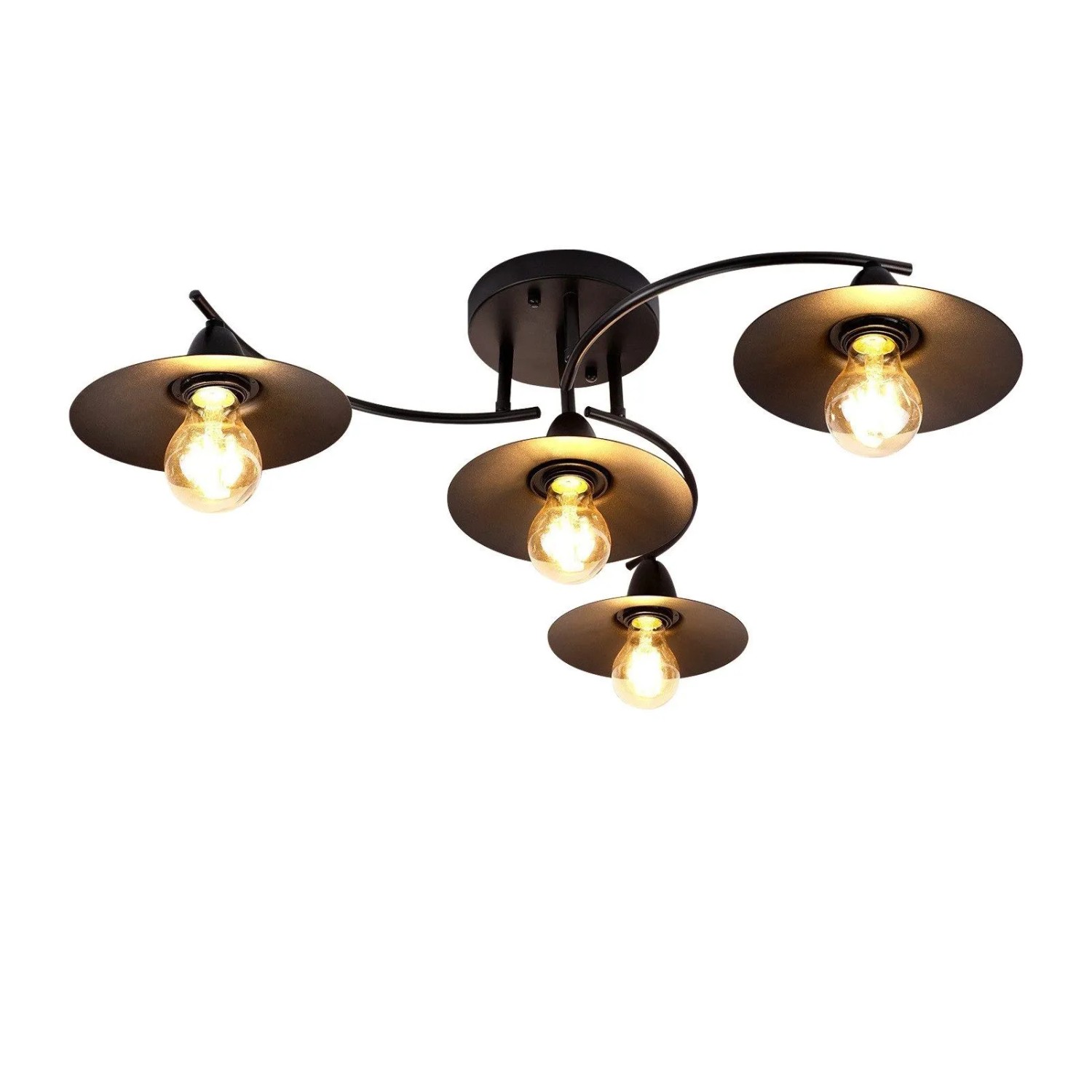 ZMH Deckenlampe Vintage Industrial Retro Schwarz mit 4 E27 Fassungen für Innenräume