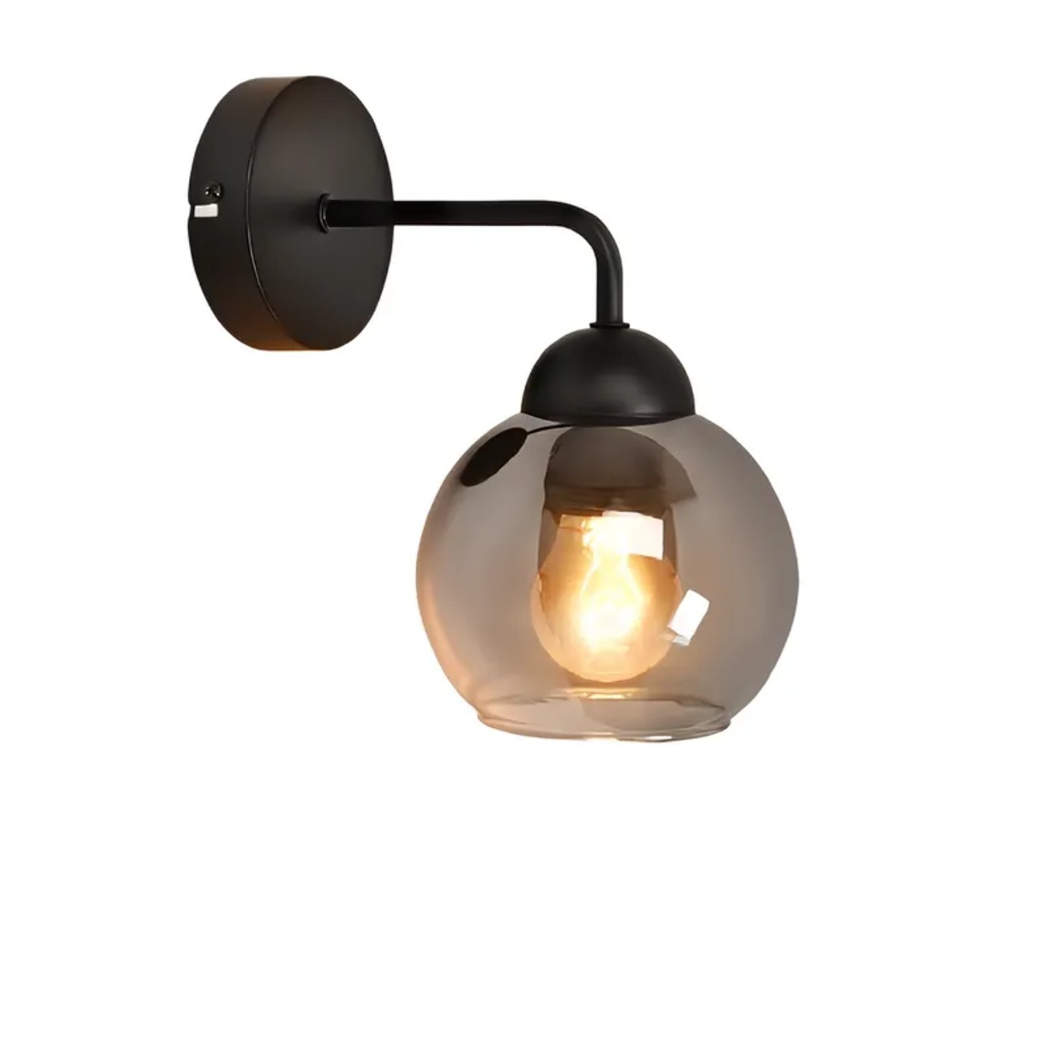 ZMH Wandleuchte Glas 1-flammig E27 Schwarz Vintage Rund Hallampe Max 40W