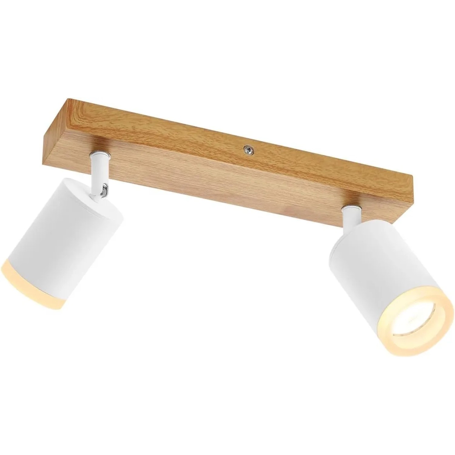 ZMH LED Deckenstrahler 2-Flammig Vintage Drehbar 350 Grad Holz Ohne Leuchtmittel