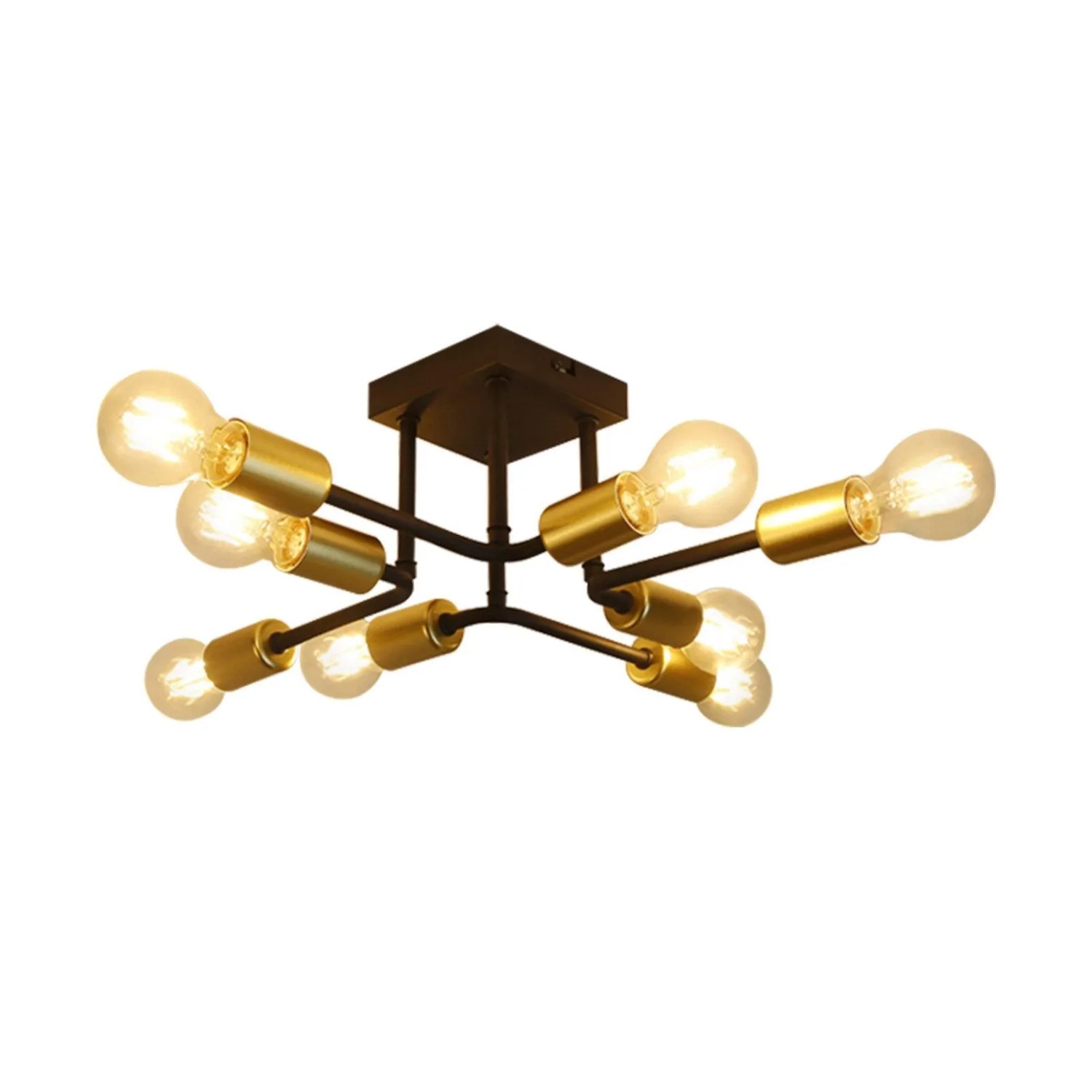 ZMH Vintage Deckenleuchte Schwarzgold 8-flammig E27 Industrial Retro