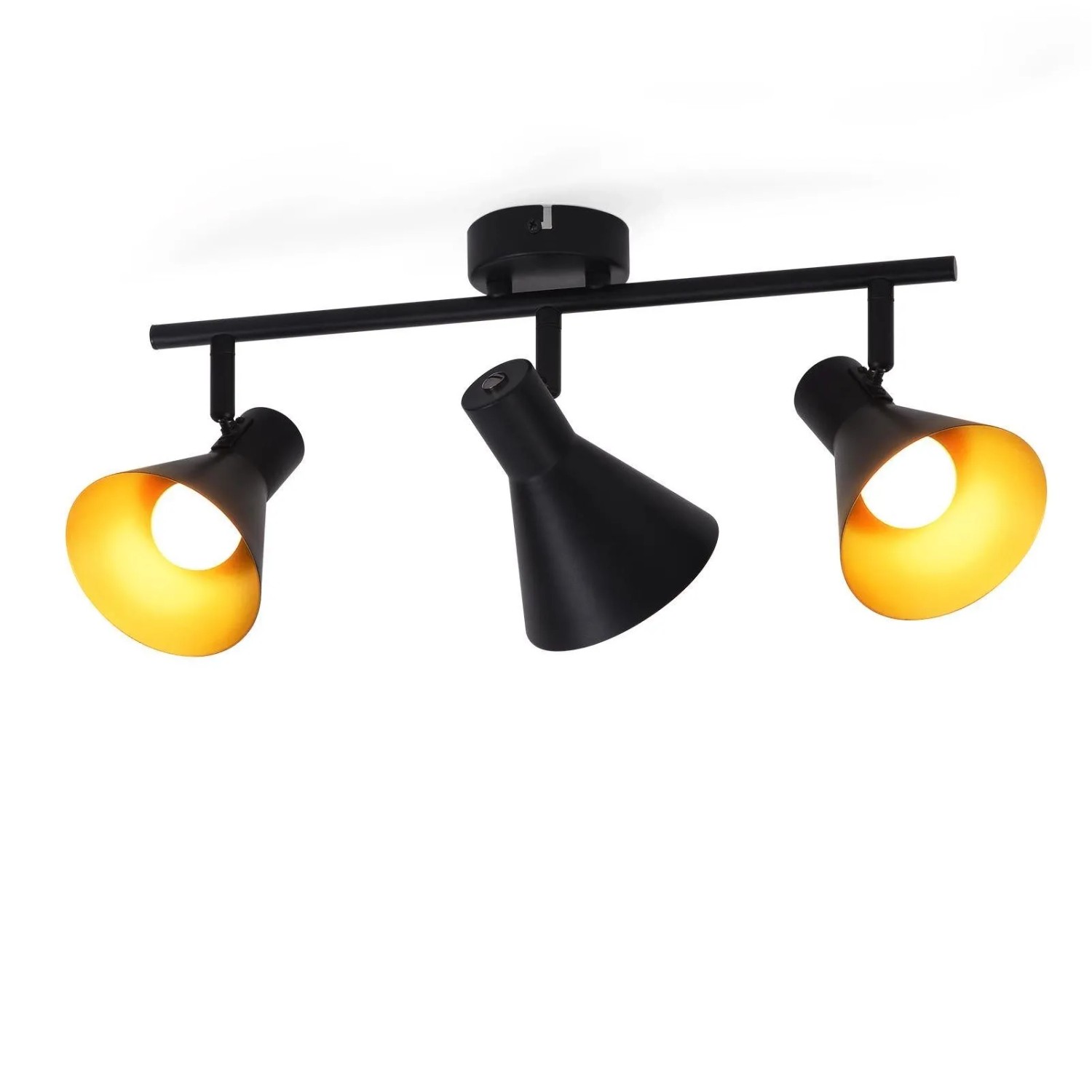 ZMH Deckenstrahler Vintage Retro 1-Flammig E27 Schwenkbar 350 Grad Metall Schwarz