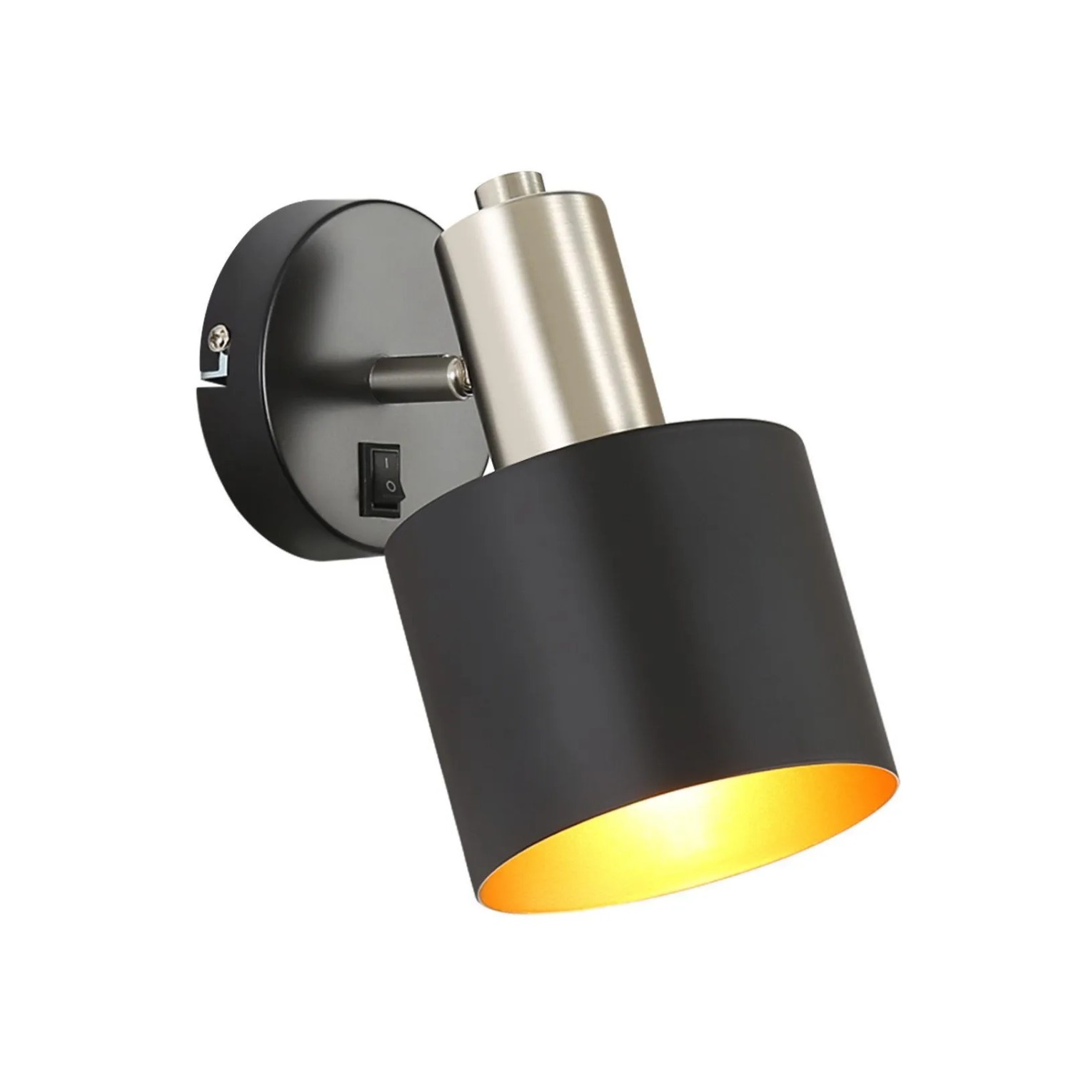ZMH Wandleuchte Vintage 1-flammig E27 Schwarzgold Drehbar 330° Mit Schalter Metall
