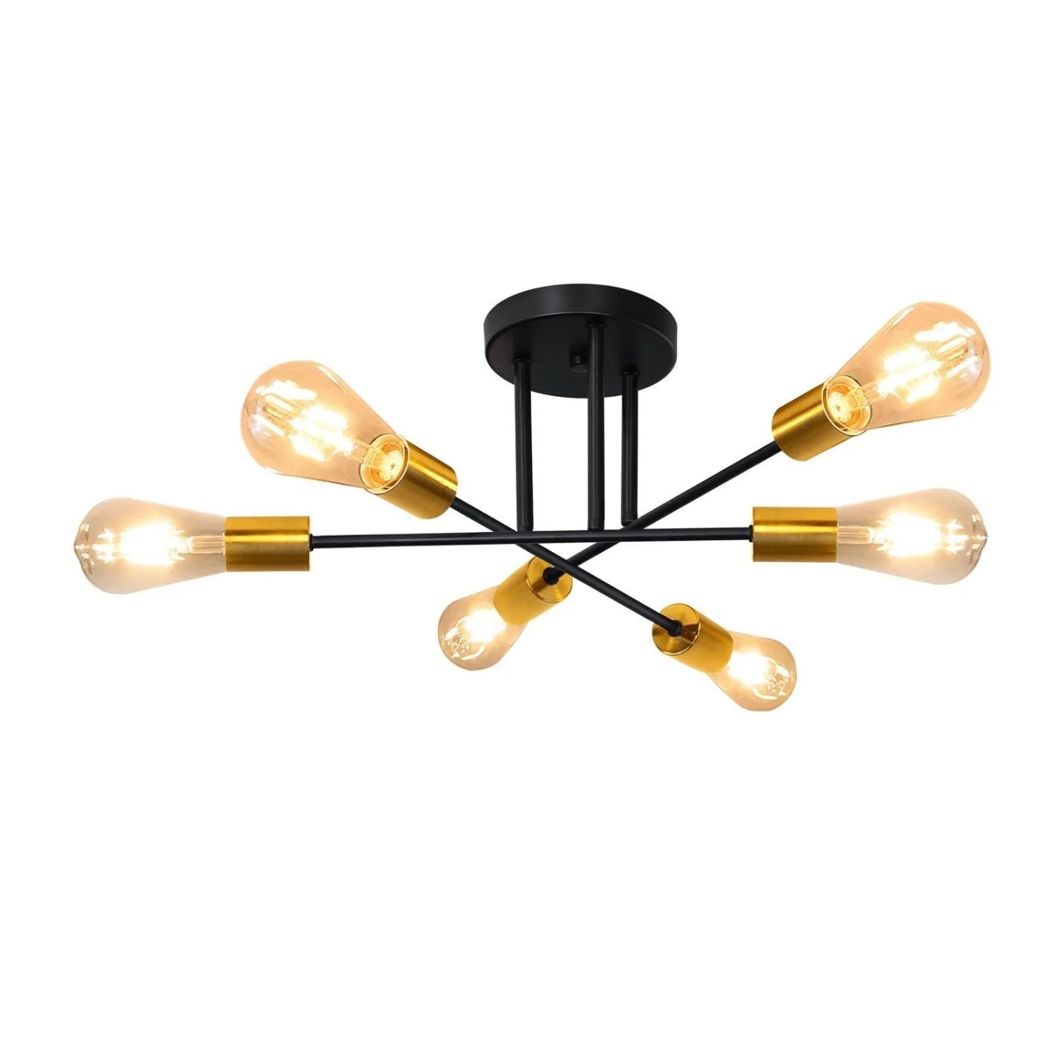 ZMH Deckenleuchte Vintage 6-flammig E27 Gold Retro Kronleuchter Ohne Leuchtmittel