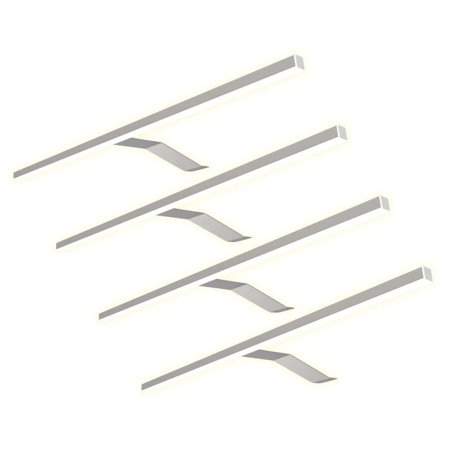 kalb LED Aufbauleuchte Aluminium 600x185x40mm Warmweiß Silbergrau 4er Set