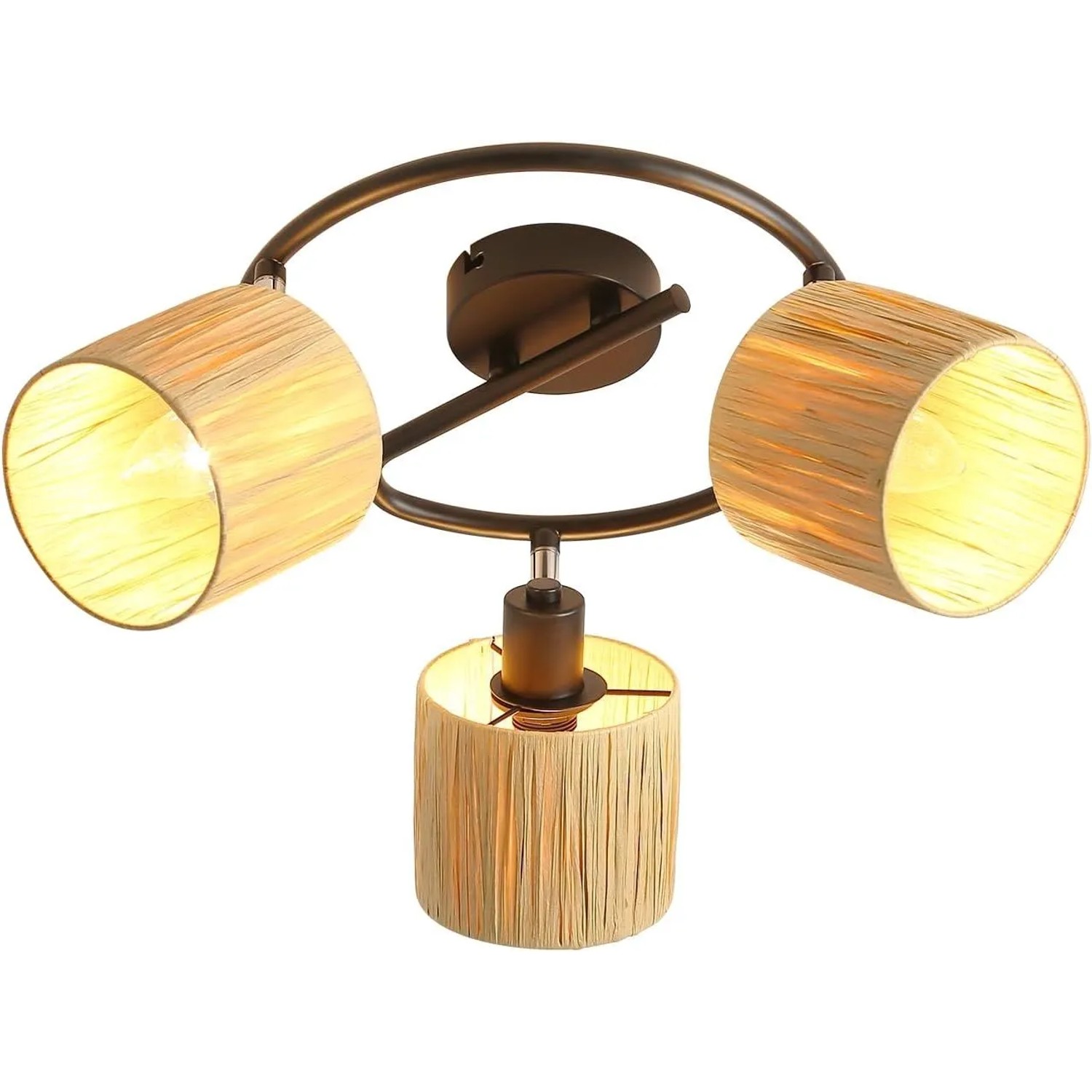 ZMH Deckenlampe 3 Flammig Boho Rund 350° Schwenkbar E14 für Verschiedene Räume Ohne Leuchtmittel