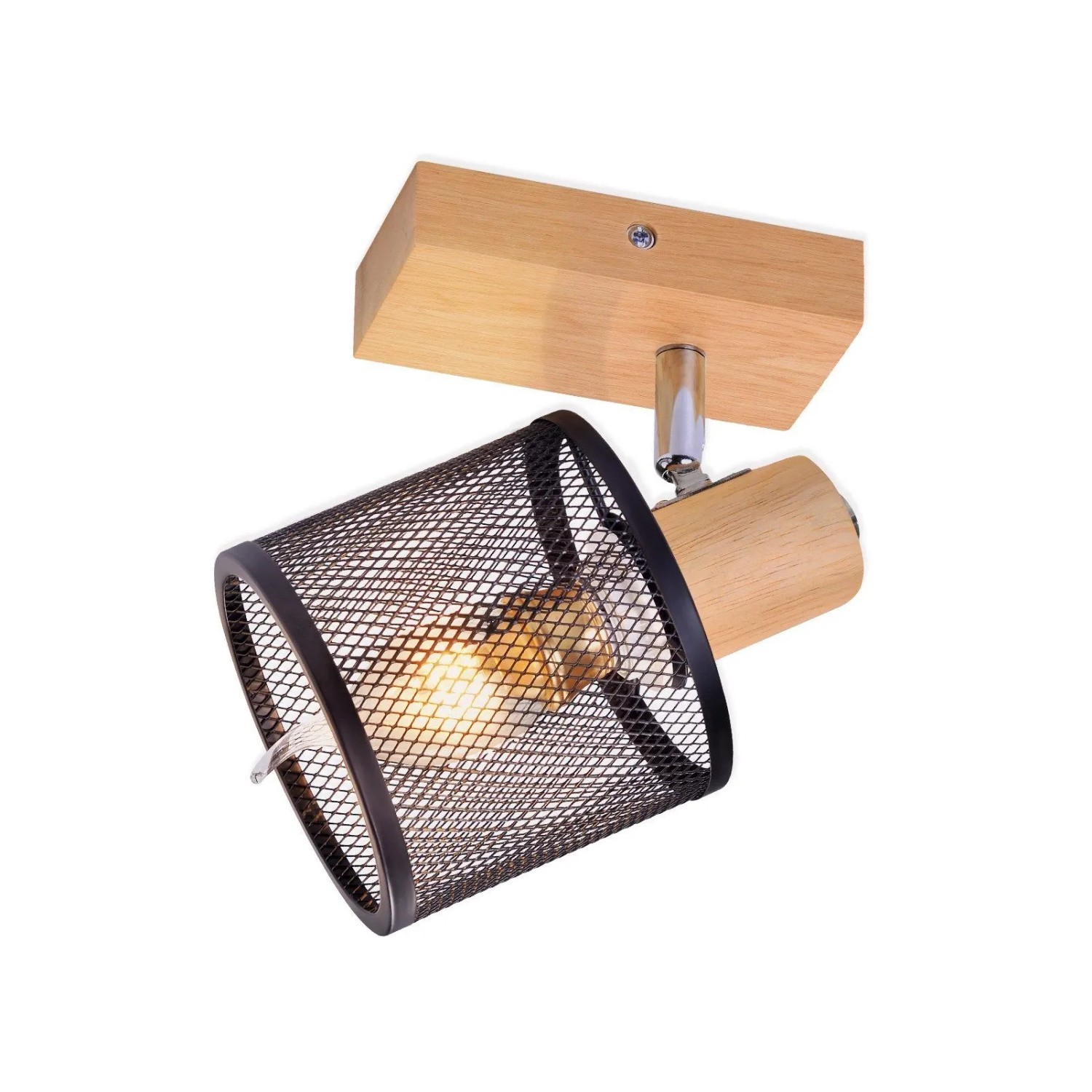 ZMH Deckenstrahler 1-flammig Schwarz Schwenkbar Vintage Holz E14 max. 40 W ohne Leuchtmittel