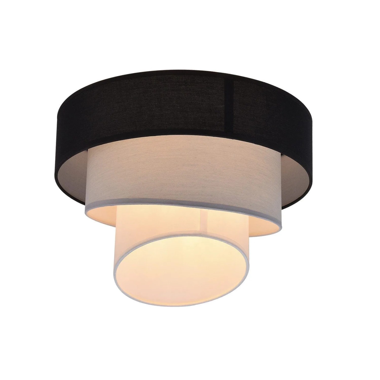 ZMH Deckenleuchte Stoffschirm Ø40cm Warmweiß E27 Modern Schwarz Ohne Leuchtmittel