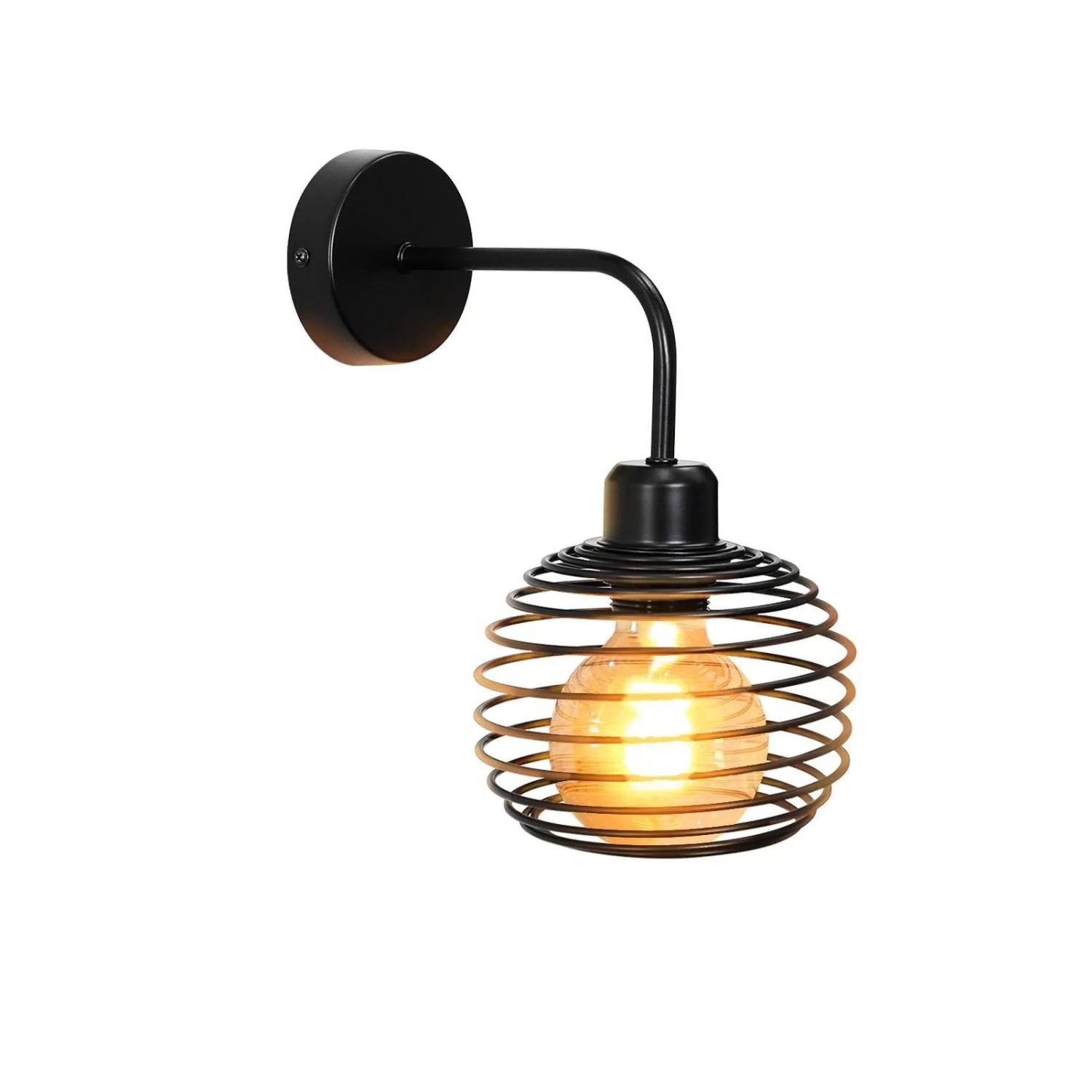 ZMH Wandleuchte Vintage 1-flammig E27 Schwarz Metall