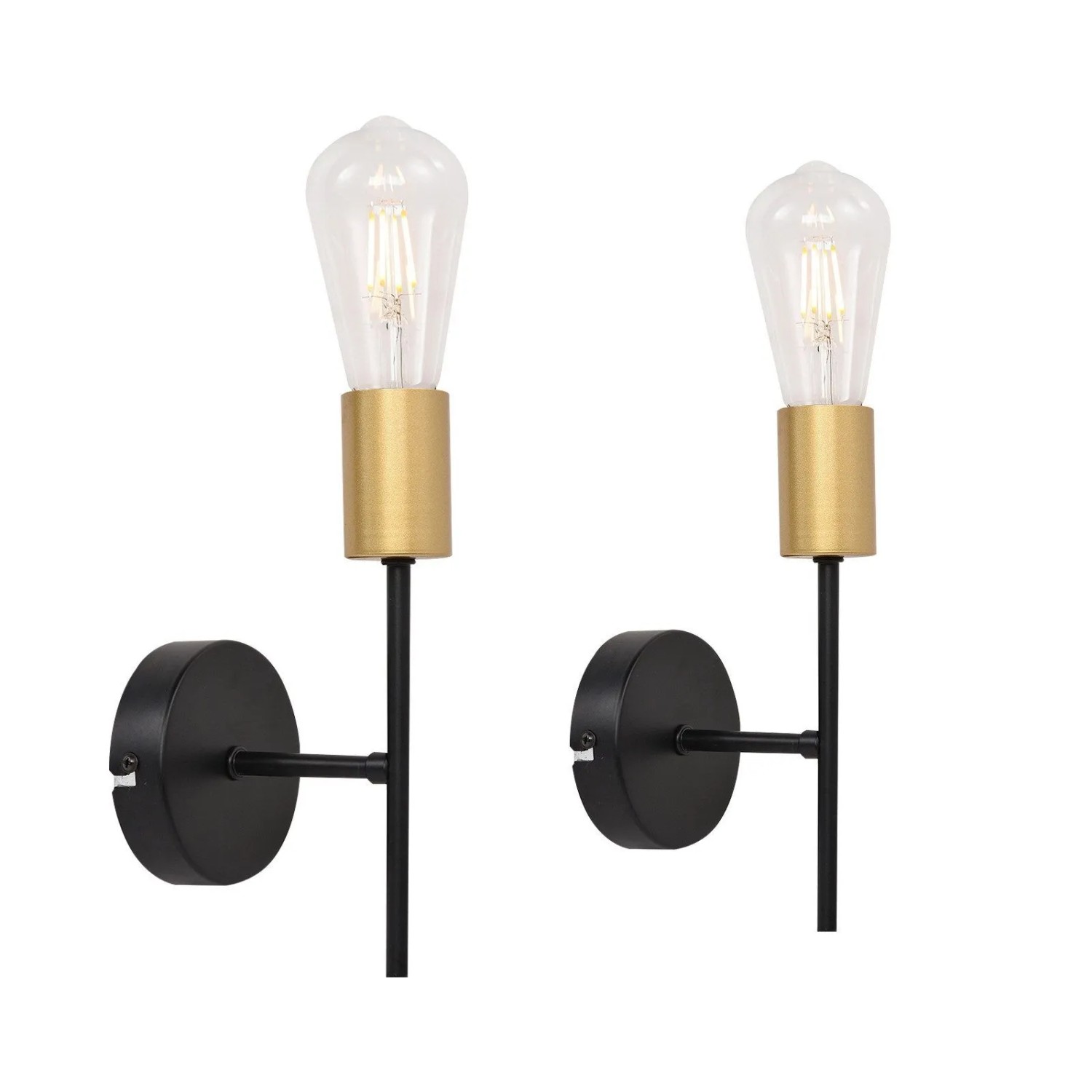 ZMH 2er-Set Wandleuchte E27 Vintage Schwarzgold Metall Hallampe