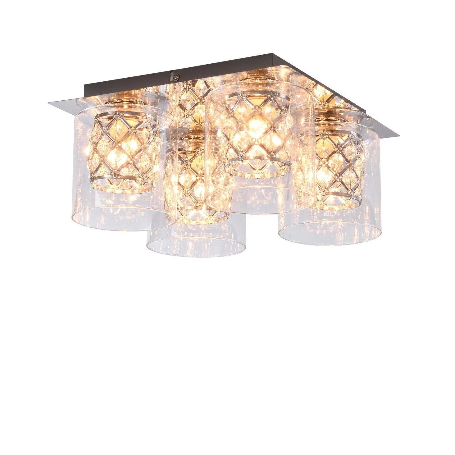 ZMH Deckenleuchte 4-flammig G9 Glas Modern Kristall Flurlampe