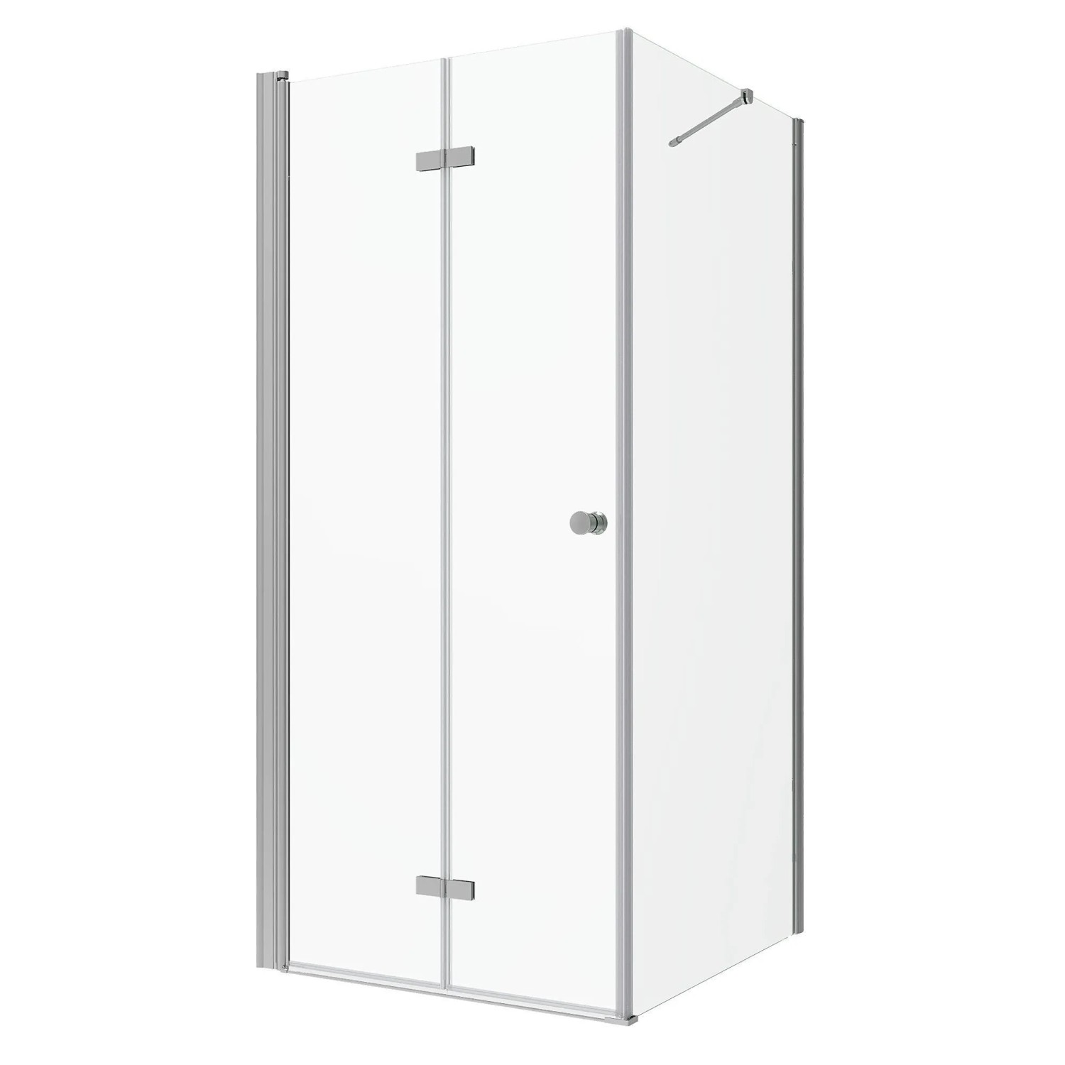 Aquabatos Eckdusche Falttür mit Seitenwand Duschkabine Eckeinstieg Rahmenlos 95 x 75 cm Duschwand Höhe 187 cm aus 5 mm ESG Sicherheitsglas